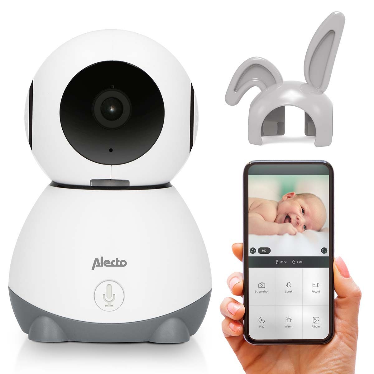 Alecto Video-Babyphone SMARTBABY10, 1-tlg., WLAN-Kamera, Infrarot-Nachtsicht, flexible Nutzung für Zuhause