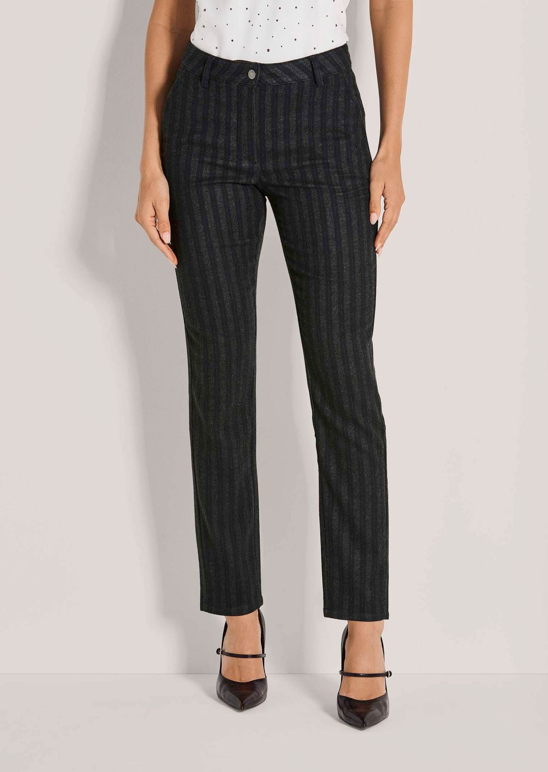 MADELEINE Stoffhose Flanellhose mit schmaler Beinform Slim Fit Hose mit dez günstig online kaufen