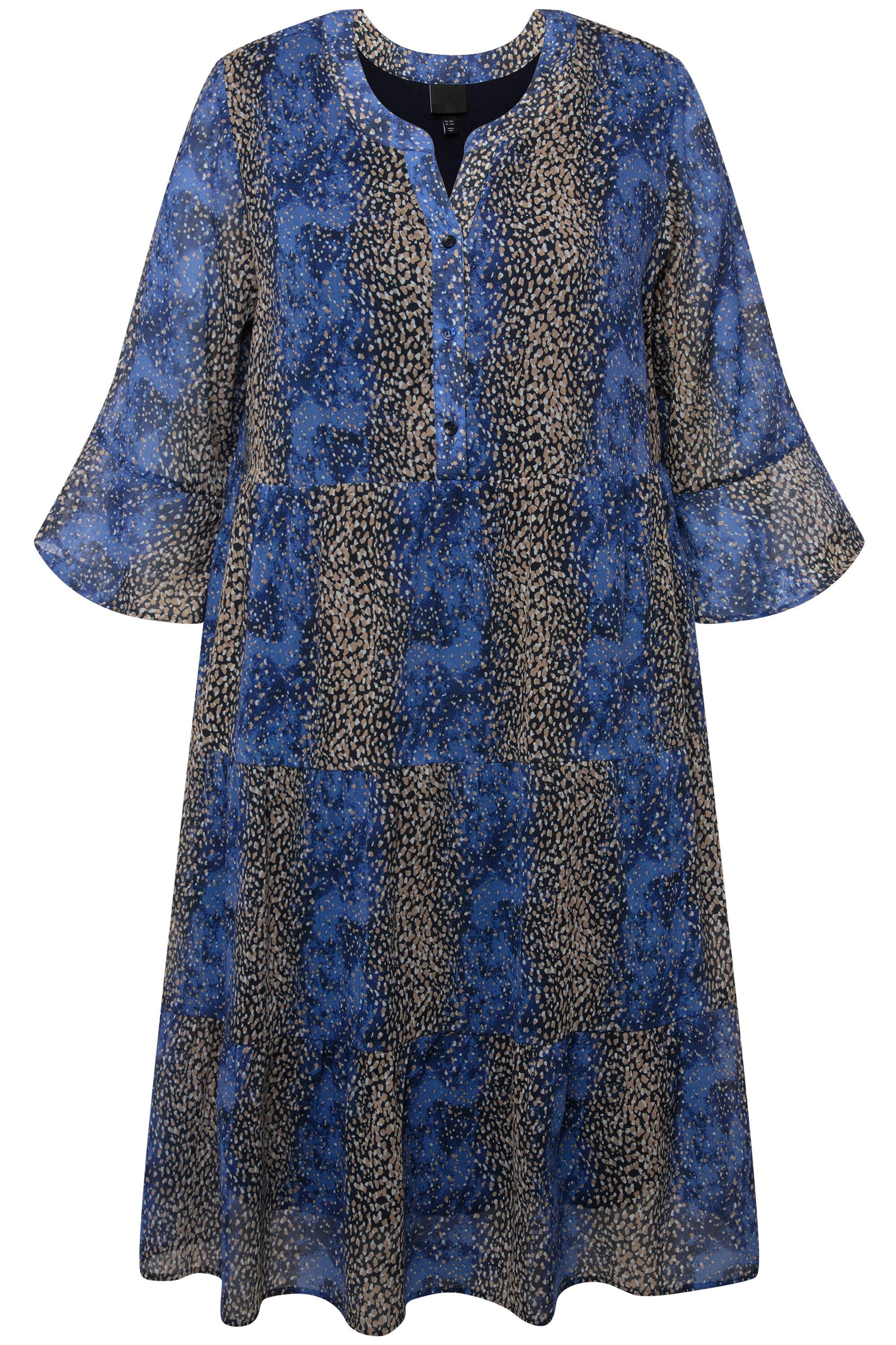 Ulla Popken Midikleid Midikleid A-Linie Tunika-Ausschnitt günstig online kaufen