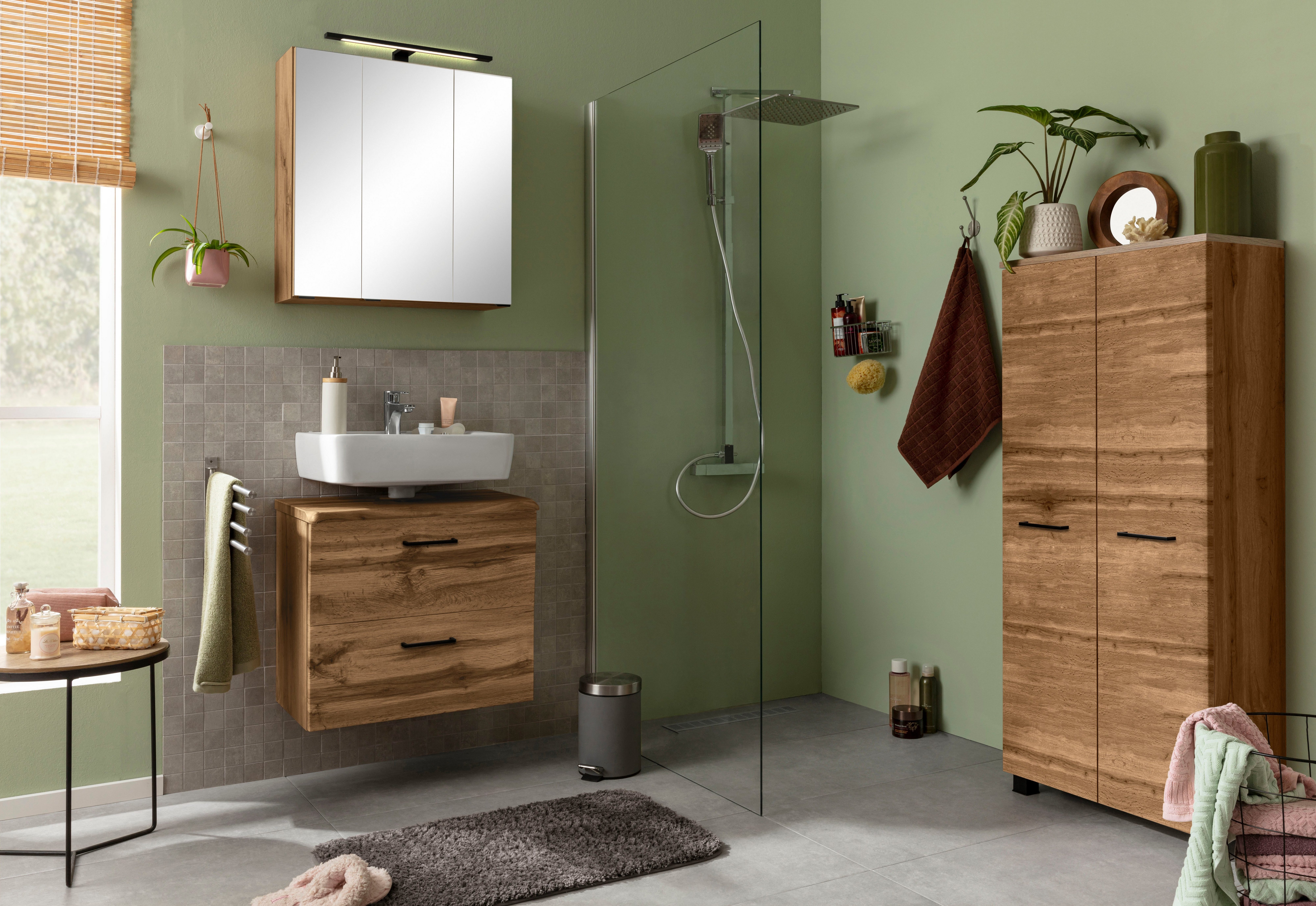 welltime Waschbeckenunterschrank Trento, verschiedene Ausführungen und Farben Badmöbel, Breite 60 cm, Beckenunterschrank auf Füßen, Made in Germany – Bild 2 von 5