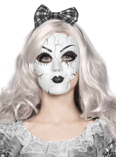 Leg Avenue Verkleidungsmaske Broken Doll Maske, Gruselige Halbmaske für Broken Doll Kostüme
