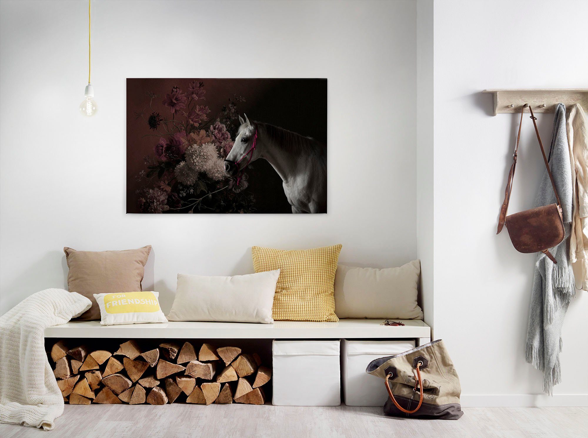 A.S. Création Leinwandbild horses, Kinder, Kunst, Tiere (1 St), Keilrahmen Bild Blumen Floral Pferd Leinwand-Bild Wohnzimmer modern