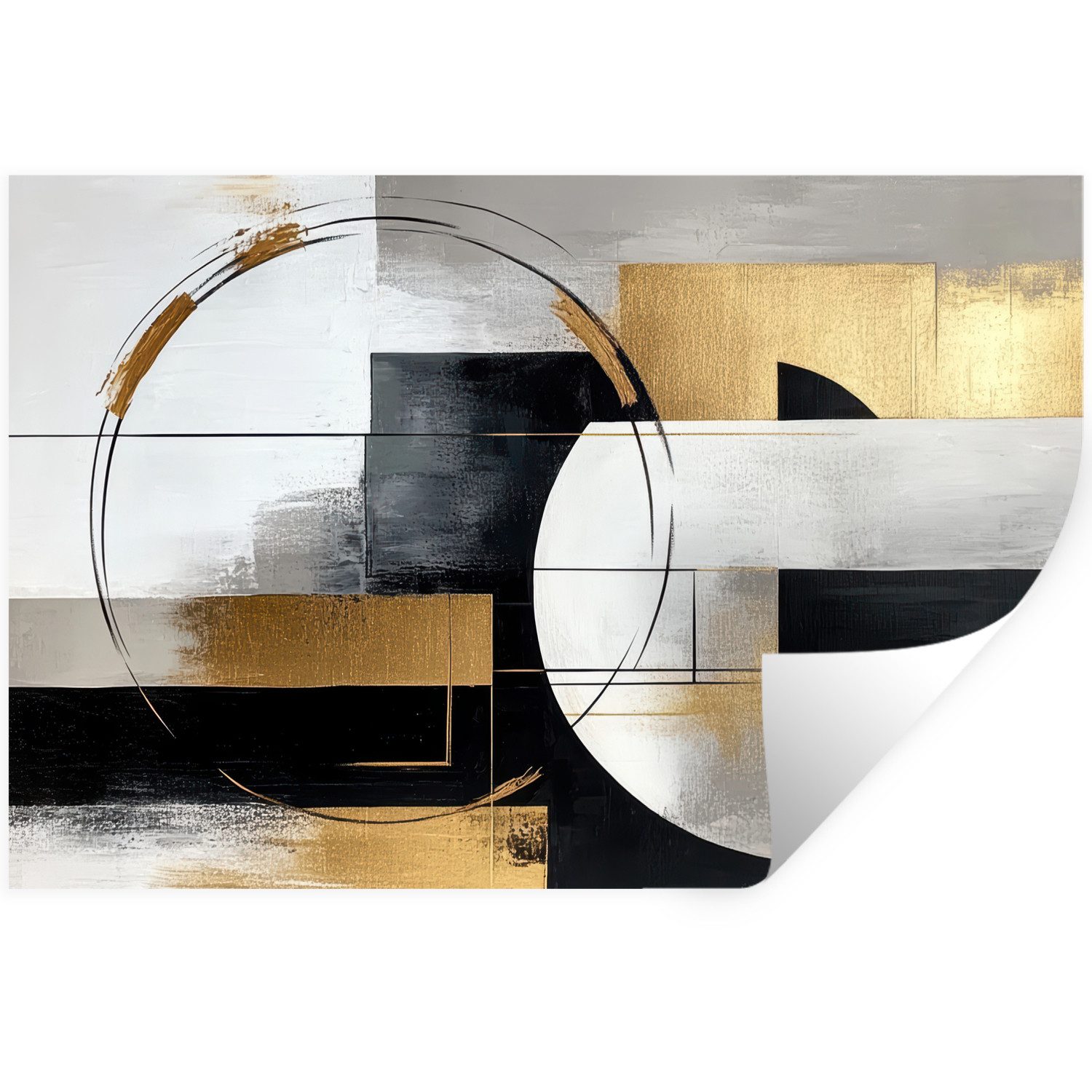 MuchoWow Wandsticker Abstrakt - Gold - Silber - Formen - Ästhetik (1 St), W günstig online kaufen