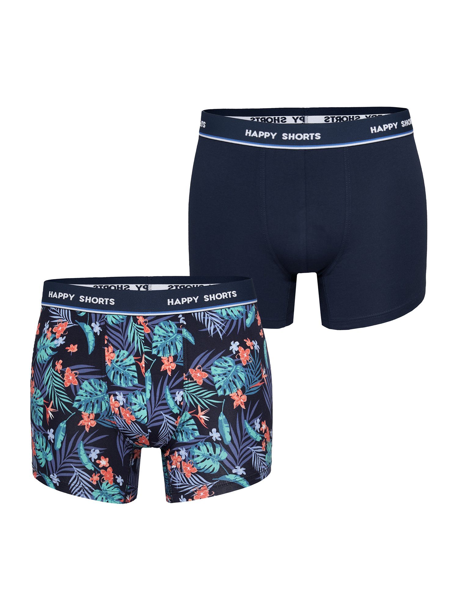 (2-St) Tropical HAPPY Retro SHORTS Solids Pants