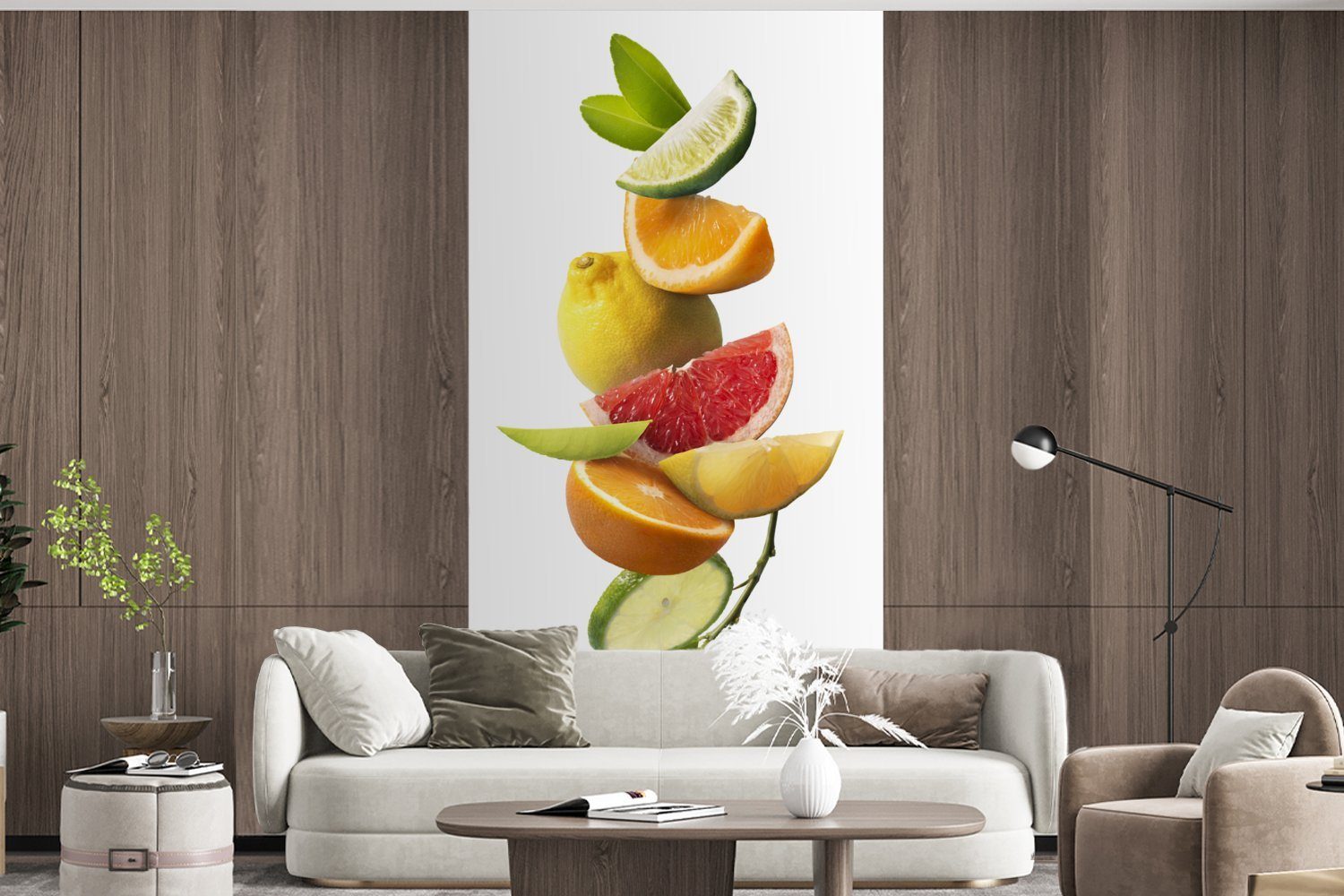 (2 Weiß, Obst für Küche, St), Zitrusfrüchte Fototapete Fototapete Schlafzimmer bedruckt, - Matt, MuchoWow - Vliestapete Wohnzimmer