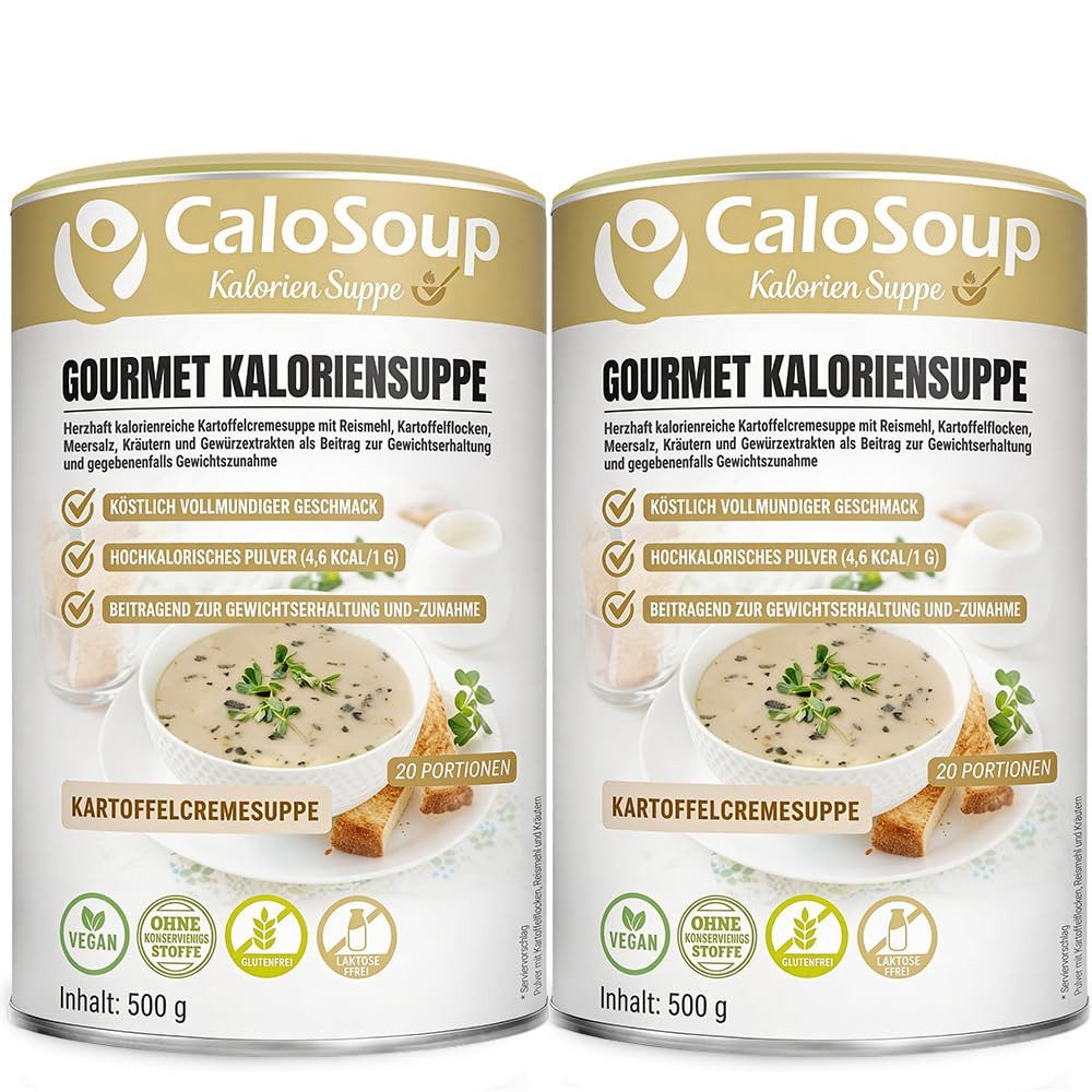 CaloVital Zunehmen durch hochkalorische Suppen Kartoffel-Lauchcreme-Tomaten Pulver, 1000 g