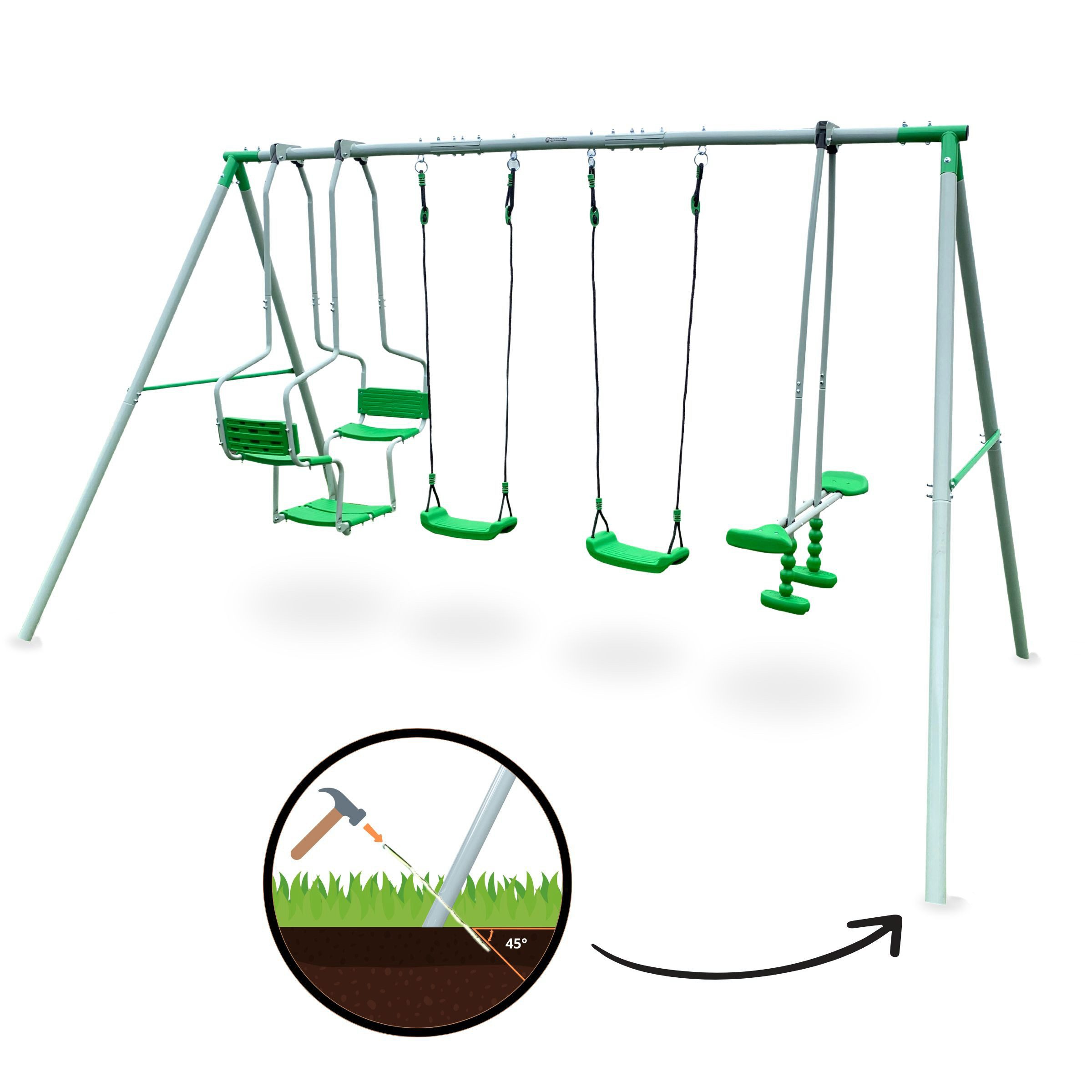 HyperMotion Mehrkindschaukel Garten Spielplatz 6er Kinder Schaukel Set Gartenschaukel – Bild 4 von 5