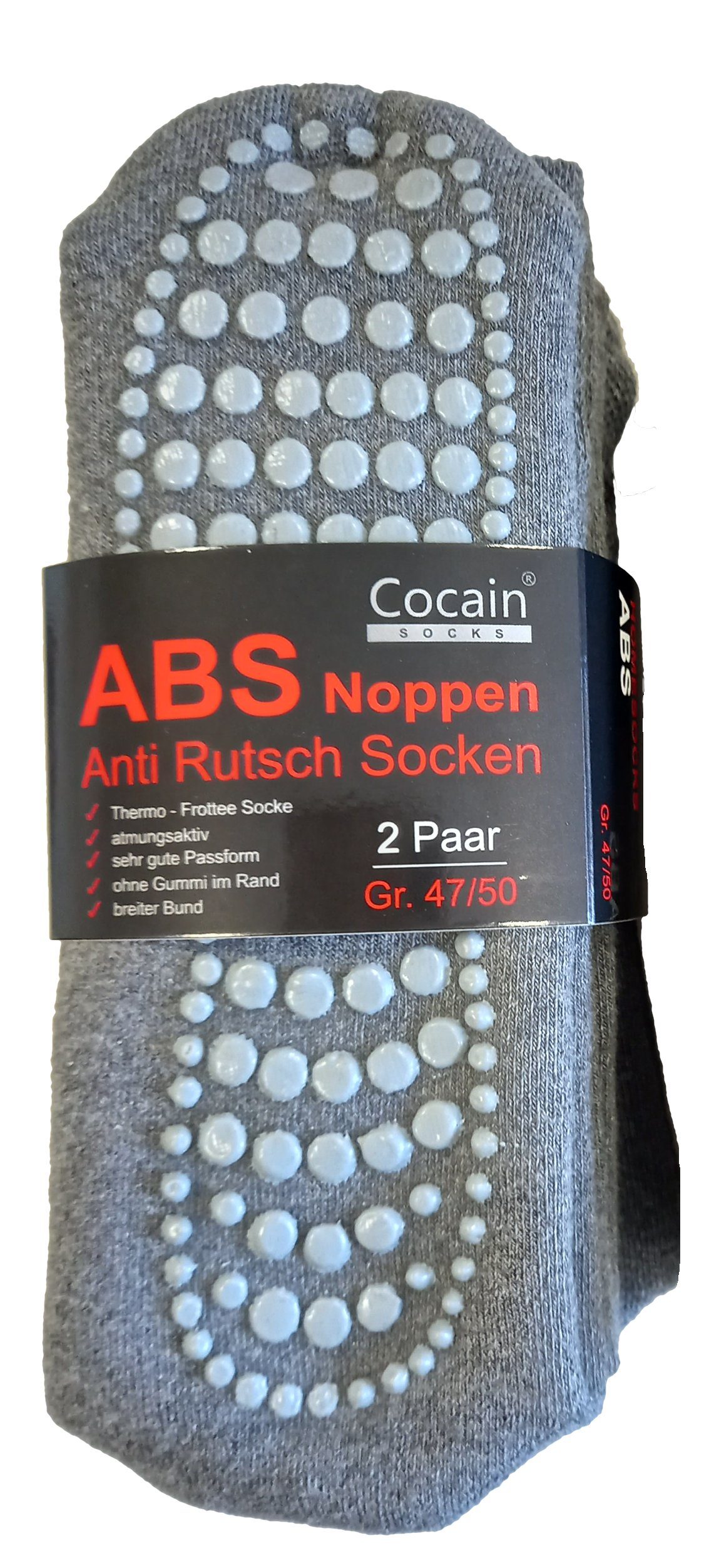 Socken für Übergröße 2 Herren Cocain (2-Paar) grau - underwear ABS-Socken in & Stoppersocken Damen ABS Paar auch
