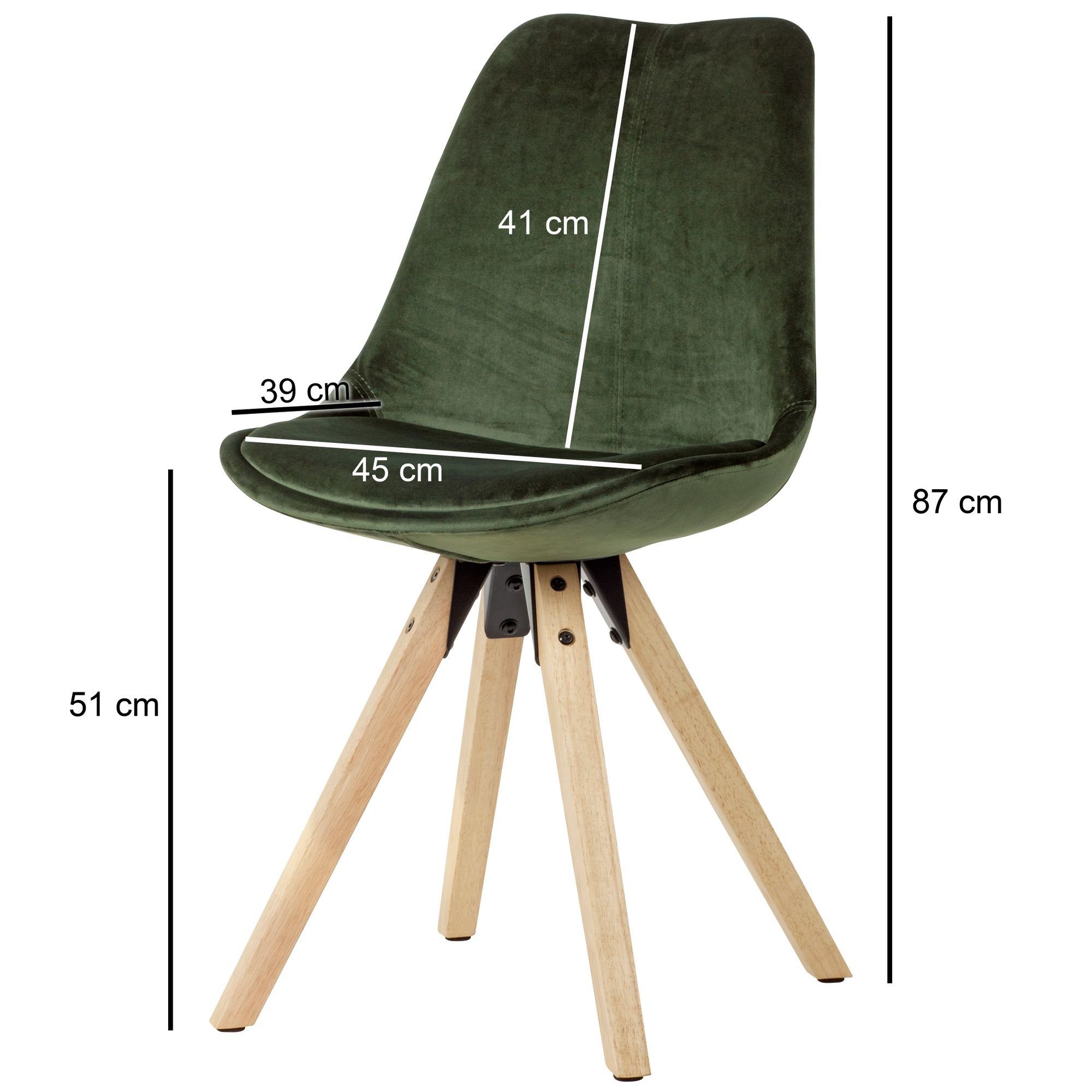 Stil Grün Skandinavischer Holzbeine Esszimmerstühle Esszimmerstuhl - Samtbezug LUND: Grün - | DESIGN KADIMA