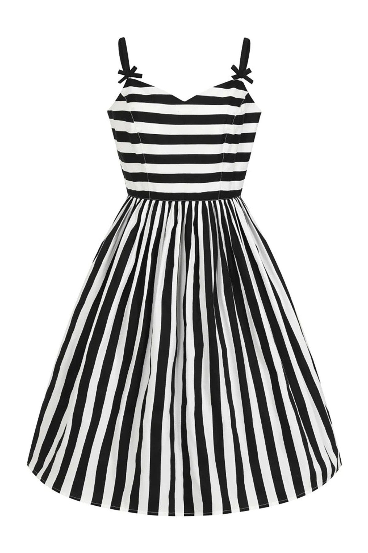 Hell Bunny A-Linien-Kleid Juno 50's Dress Gestreift Retro Vintage Trägerkle günstig online kaufen
