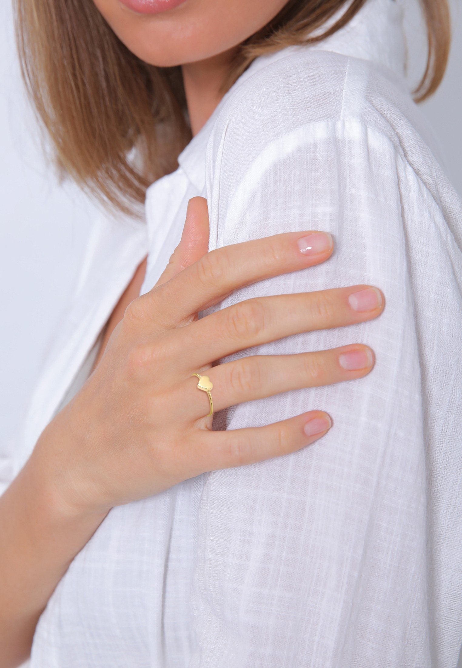 Elli Fingerring Herz Liebe Valentinstag Zeitlos 925 Silber