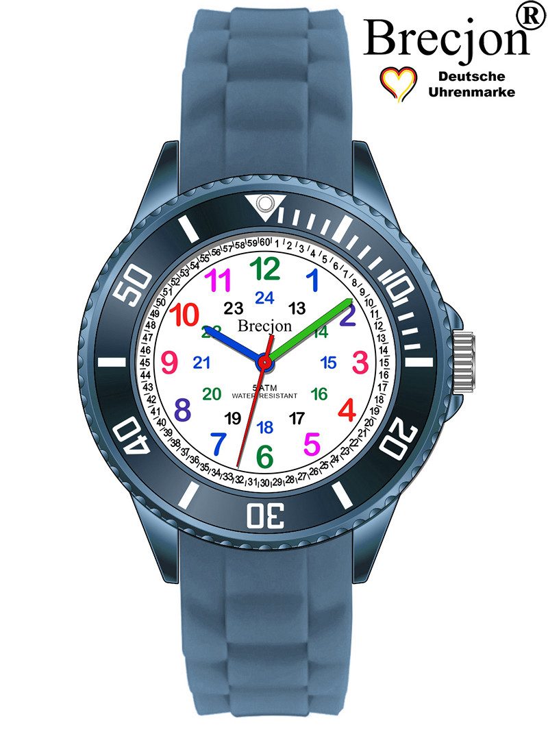 Brecjon Quarzuhr Kinder Armbanduhr Lernuhr 5ATM Silikon, kostenloser Versand