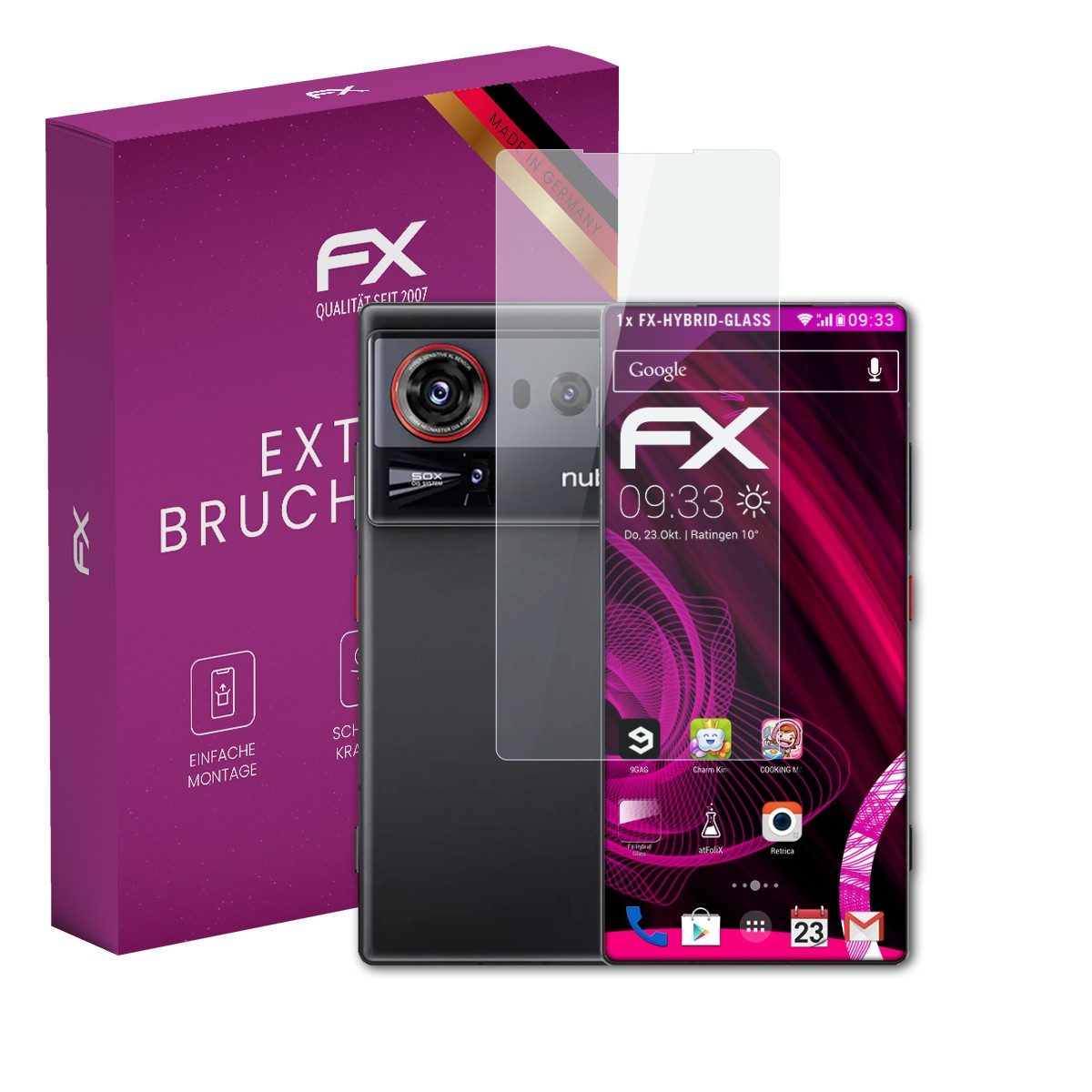 atFoliX Schutzfolie Panzerglasfolie für Nubia Z80 Ultra, Ultradünn und superhart