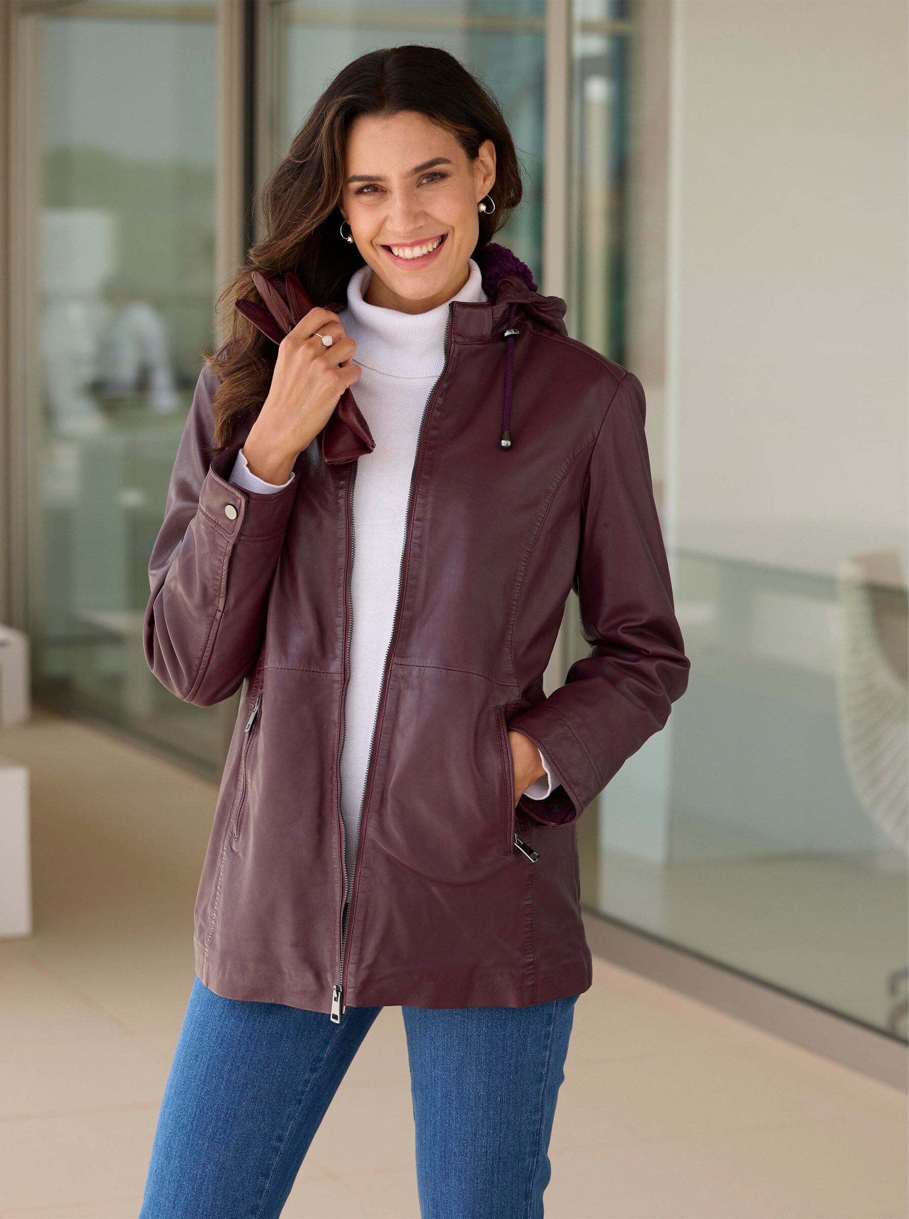 Inspirationen Lederjacke mit Kapuze günstig online kaufen