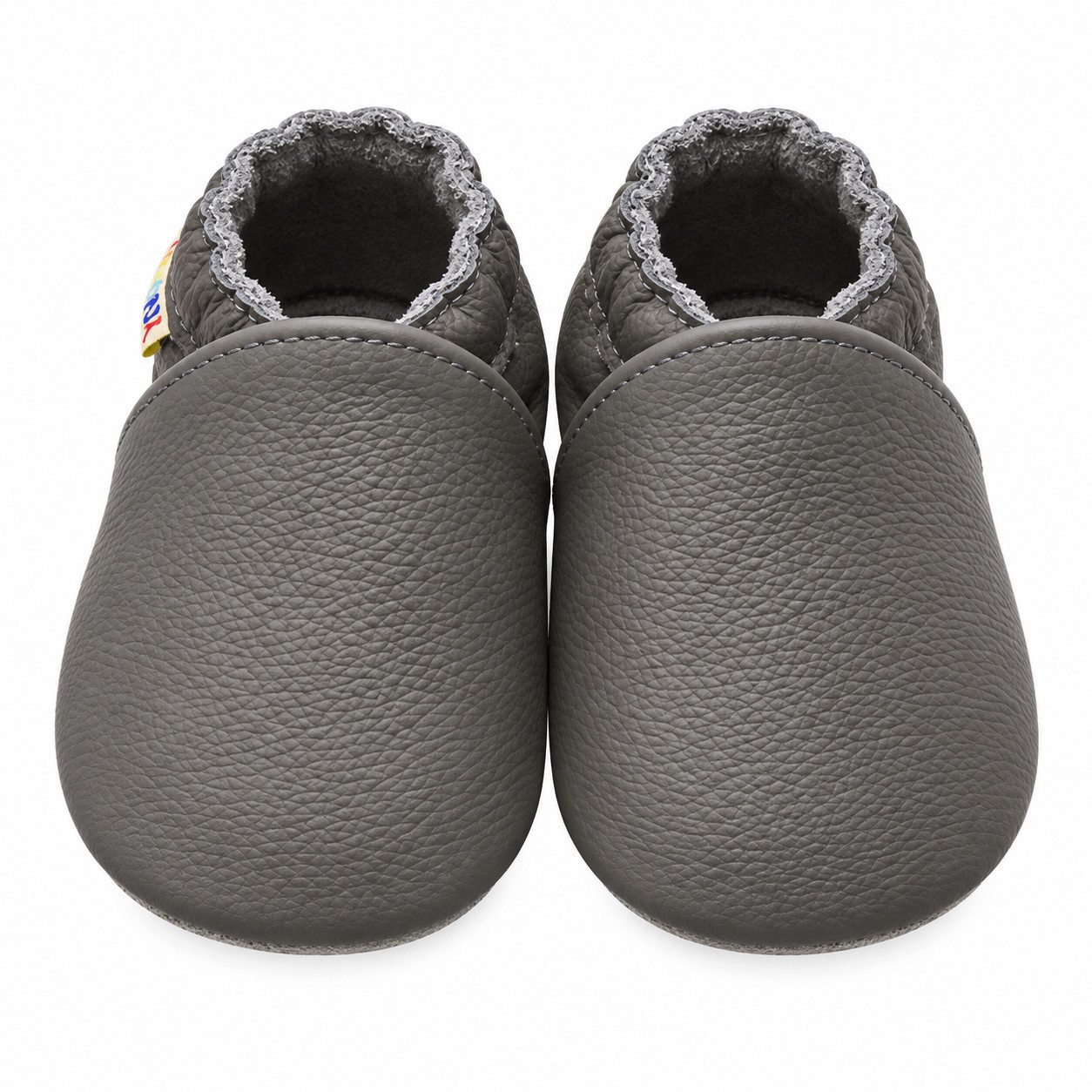 Yalion Weiche Leder Lauflernschuhe Hausschuhe Lederpuschen Grau Krabbelschuh (1-tlg) Baby Schuh aus echtem Leder,Barfußgefühl & rutschfester Sohle