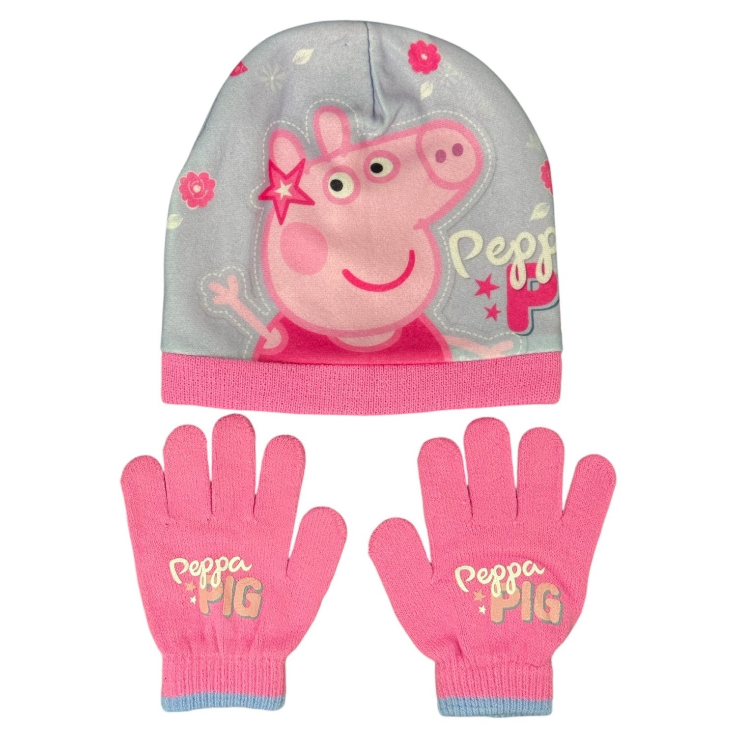Peppa Pig Jerseymütze PEPPA PIG 13869 - Kinder Winter Set Gr. 51/54 cm Mütze und Handschuhe (Spar-Set)