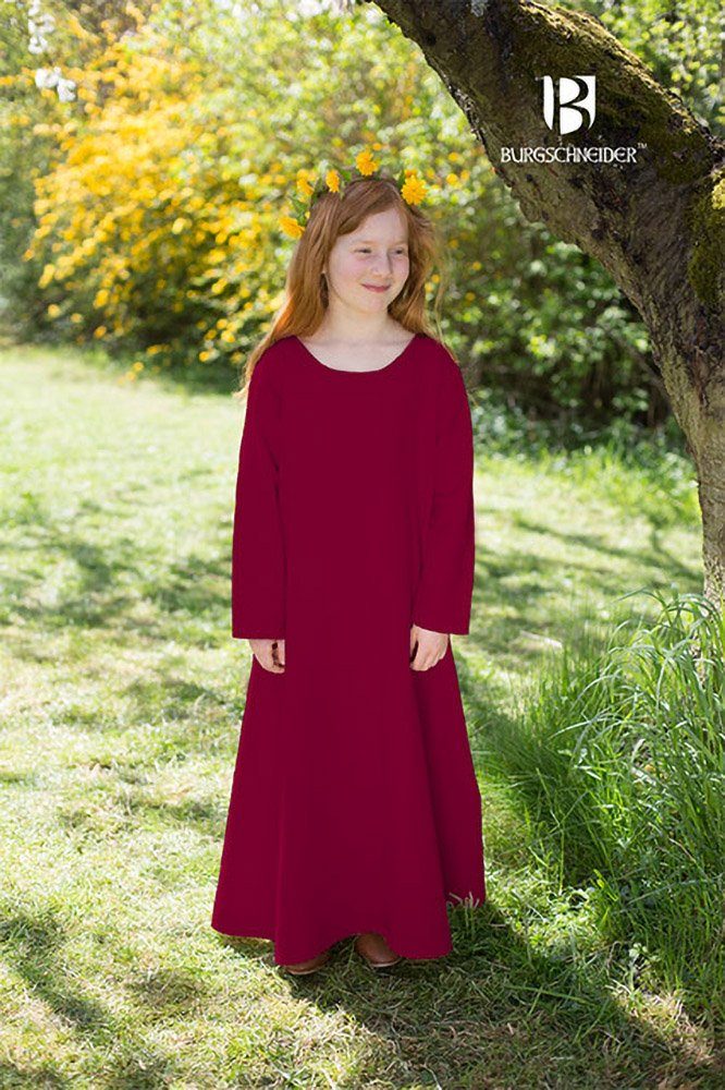 Burgschneider Ritter-Kostüm Kinder Mittelalter Kleid Typ Unterkleid Ylvi Bordeaux Rot 128