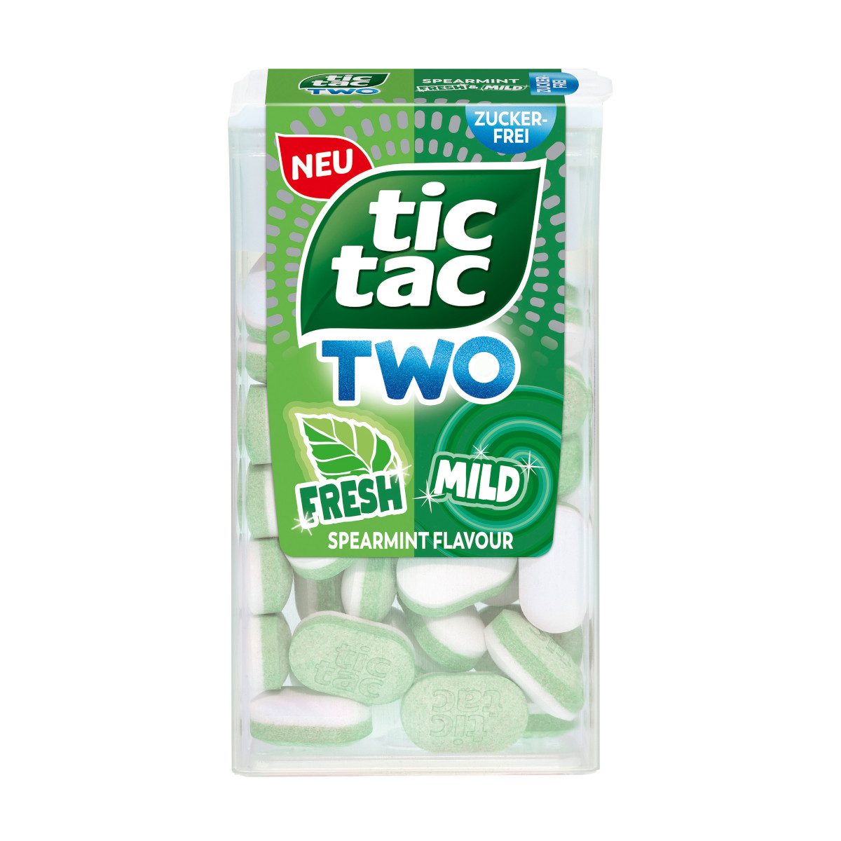 tic tac Süßigkeit, tic tac TWO Spearmint Fresh and Mild 38er harmonische Minznoten 38.5g