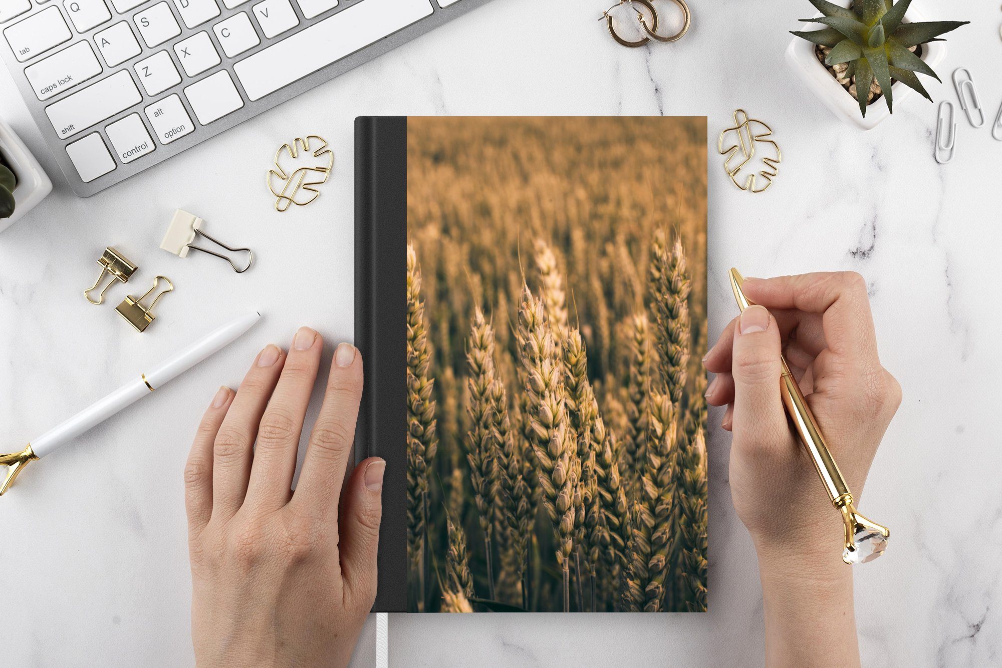 MuchoWow Notizbuch Weizen - Landwirtschaft - Haushaltsbuch Notizheft, Seiten, Natur, 98 Merkzettel, Journal, A5, Tagebuch