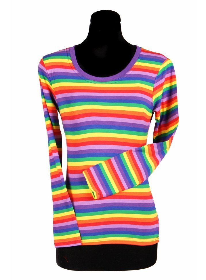 Clown-Kostüm Ringelshirt langarm bunt - Faschingskostüm Damen