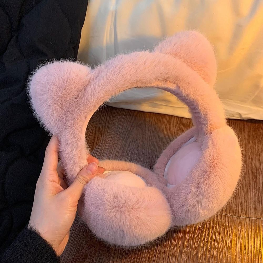 nsihing Ohrenmütze Katzen Ohrwärmer Winter, Flauschiger Gehörschutz Faltbar Niedliches Design für Damen & Mädchen, Warm und Winddicht