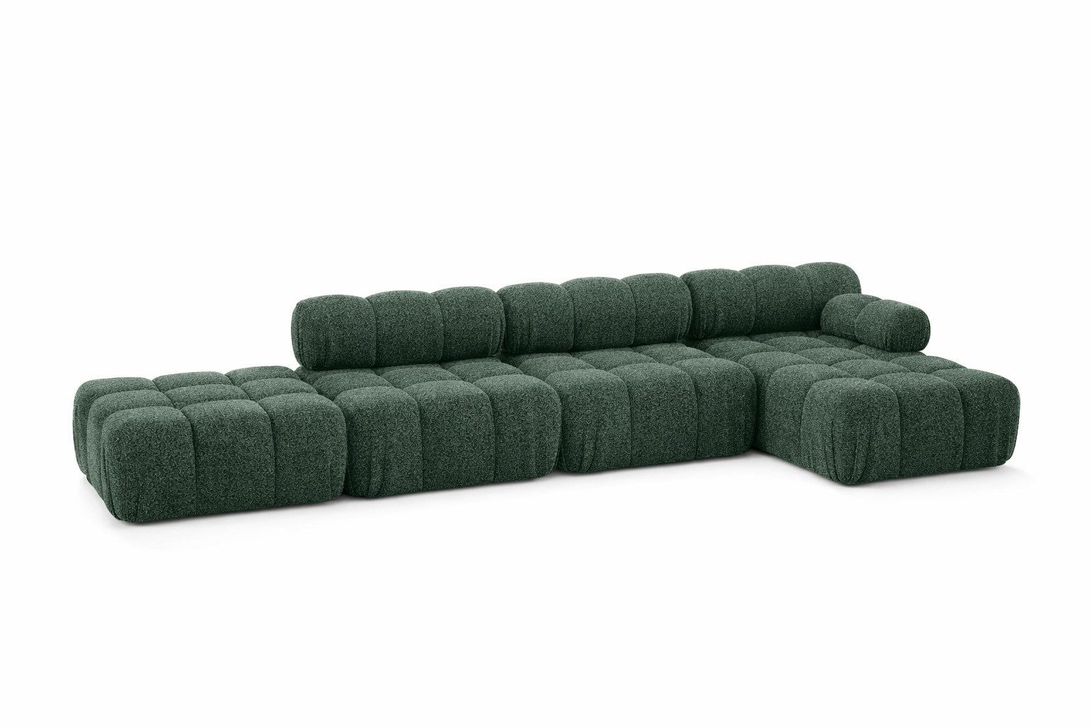 Kaiser Möbel Ecksofa XL mit Pouf modern für Wohnzimmer, Stoff Abriamo, SELIA, Ecksofa mit Pouf, Bouclé-Stoff,modulares System