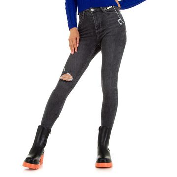 Ital-Design Skinny-fit-Jeans Damen Freizeit Destroyed-Look Stretch Skinny Jeans in Schwarz