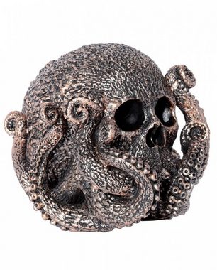 Horror-Shop Dekofigur Bronzefarbener Oktopus Totenkopf 13 cm als Geschen
