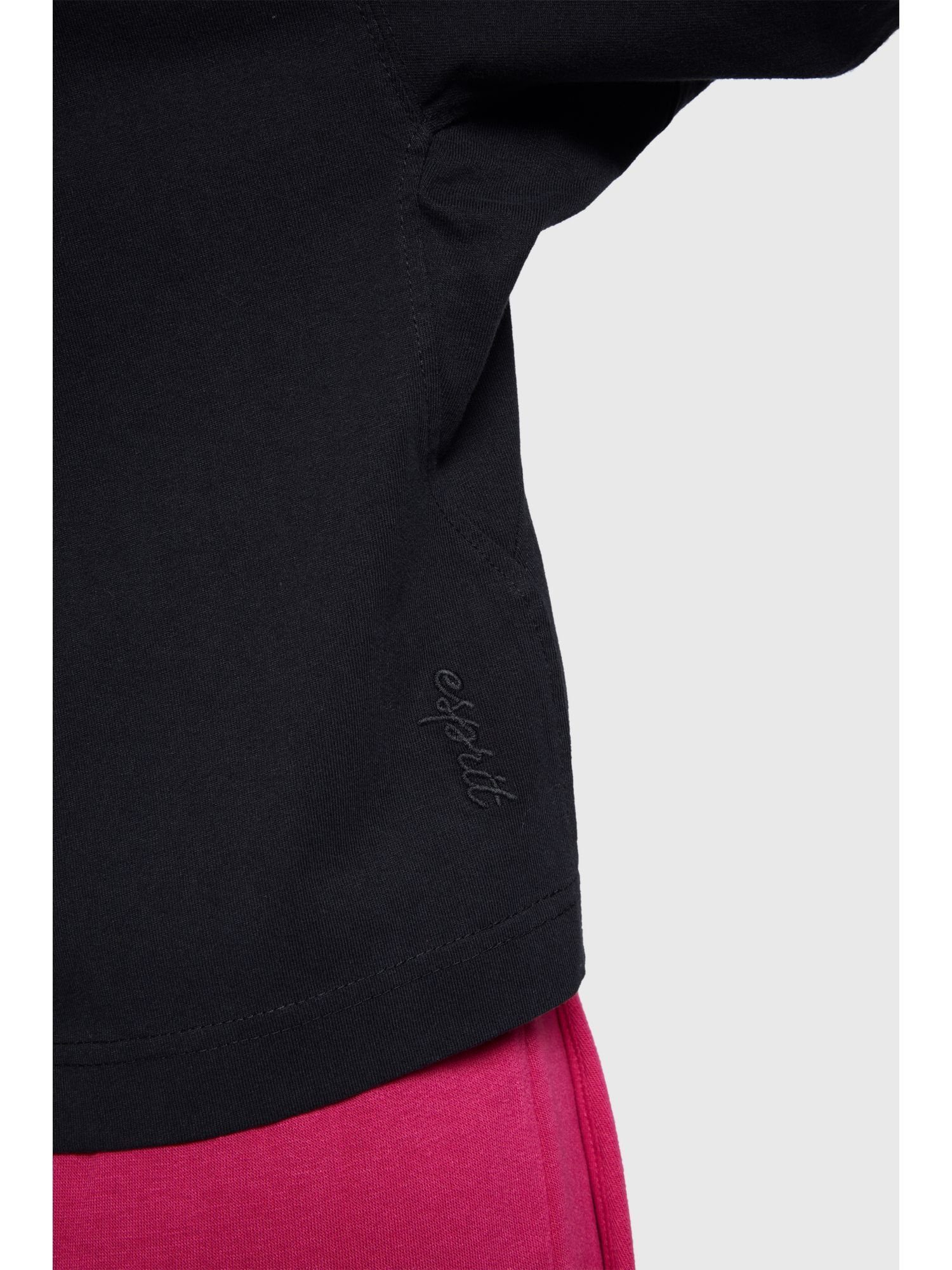 Esprit T-Shirt Cropped T-Shirt mit BLACK (1-tlg) Delfin-Patch