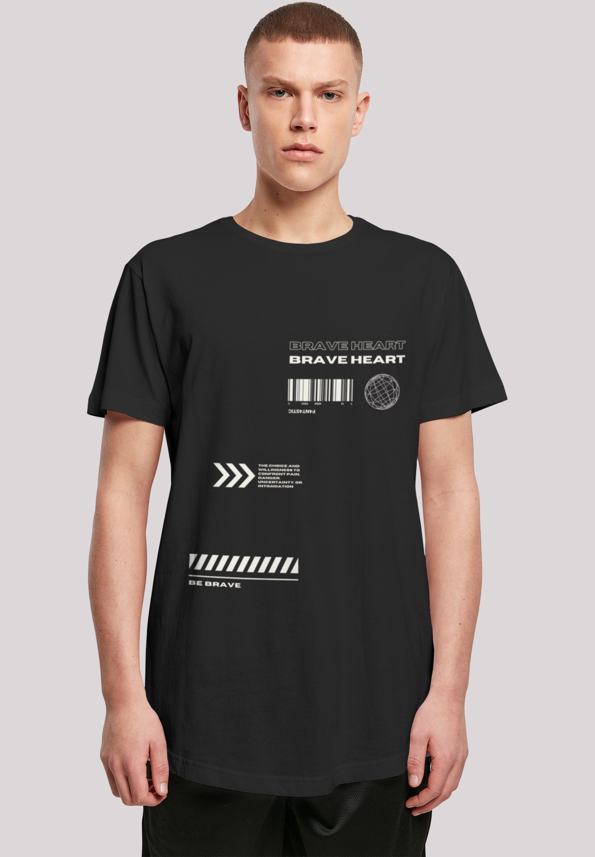 F4NT4STIC T-Shirt Brave Heart LONG TEE Print schwarz