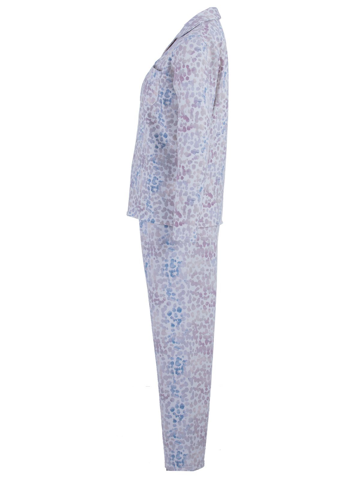 zeitlos Schlafanzug Pyjama Set Thermo - Tupfen Kragen Knopfleiste günstig online kaufen