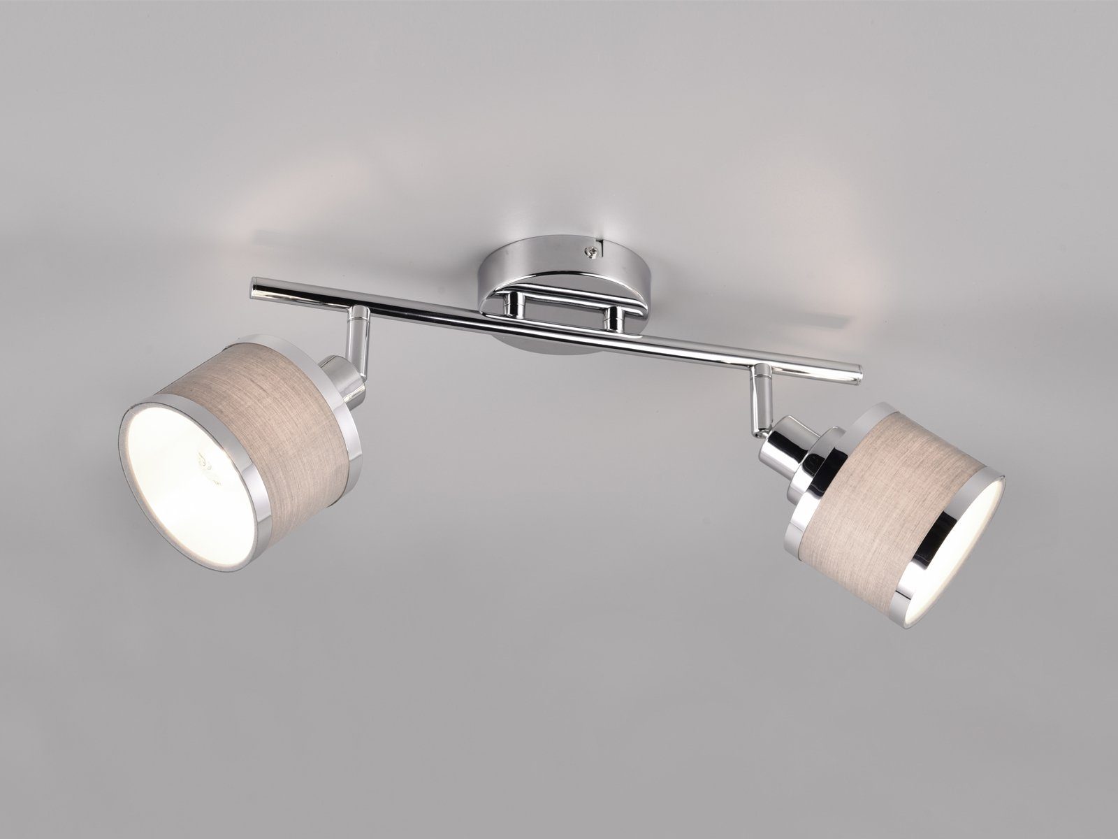 Treppenhaus LED B: Grau 52cm Dimmfunktion, Deckenleuchte Stoff LED für warmweiß, wechselbar, Deckenstrahler, mit meineWunschleuchte 2x Lampenschirm