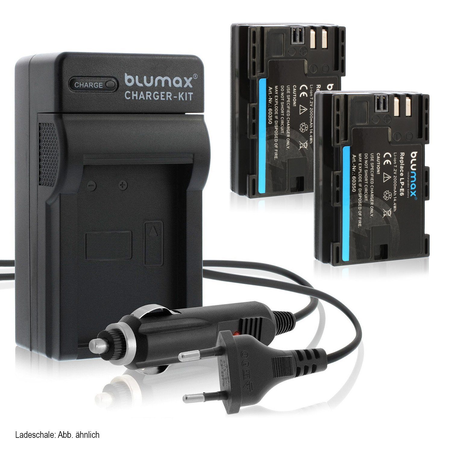 Blumax Set mit Lader für Canon LP-E6 EOS LP-E6N 2000 mAh Kamera-Akku