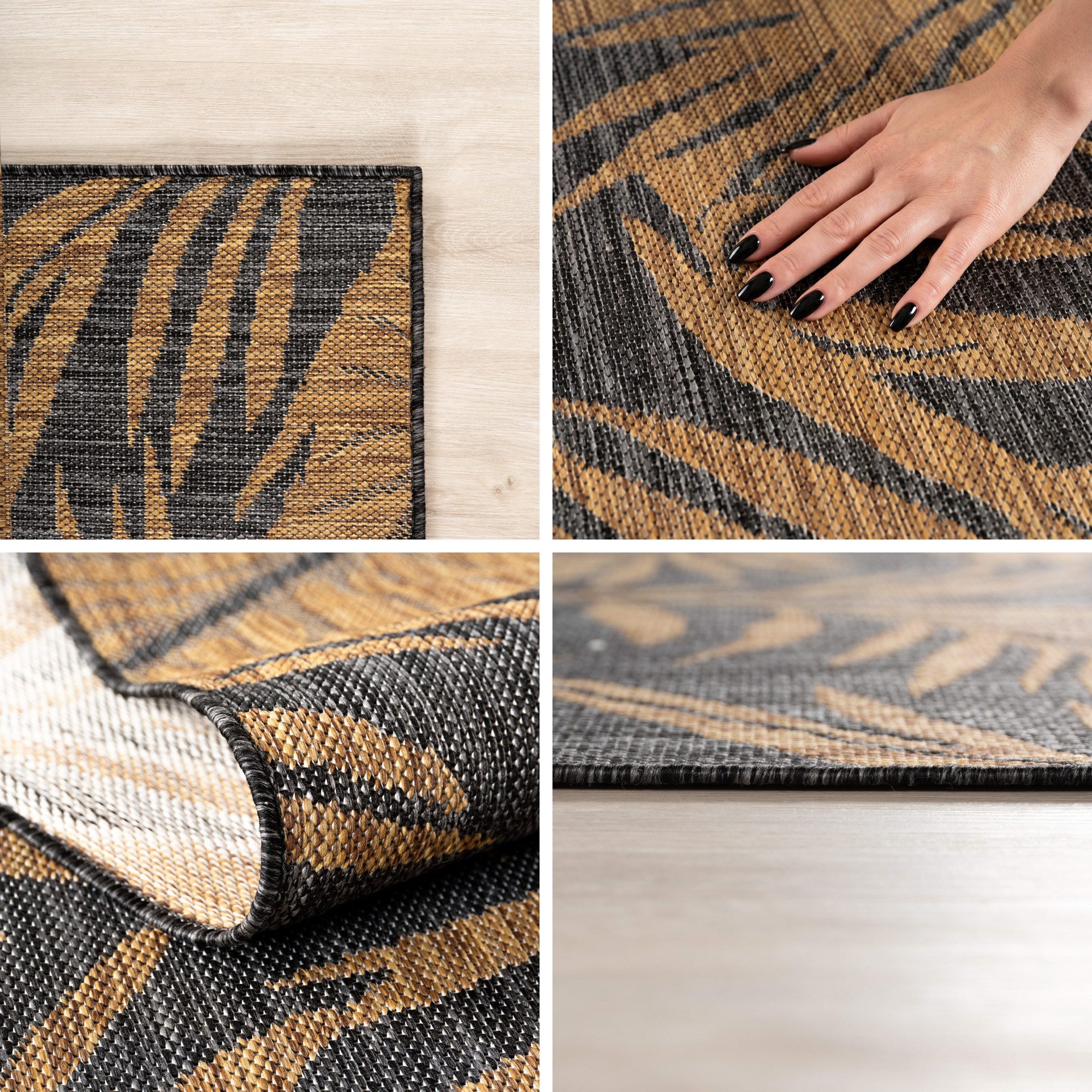 SIMPEX24 Outdoorteppich Botanisch, Läufer, Höhe: 3 mm, Teppich Wetterfest Waschbar Balkon, Garten, Terrasse und Küchenteppich