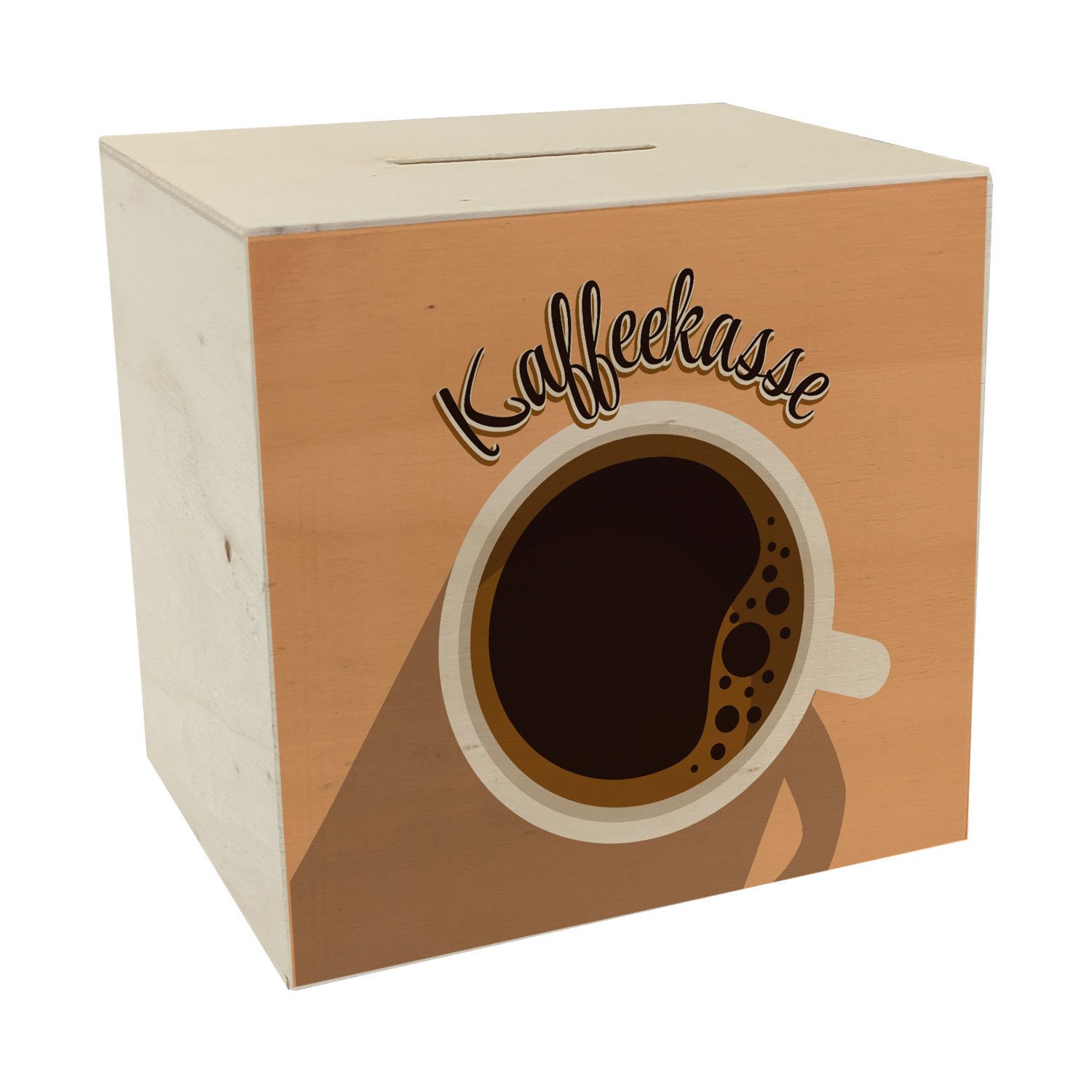 Spardose Spardose aus Holz mit Kaffeetassenmotiv als Kaffeekasse für Frisöre