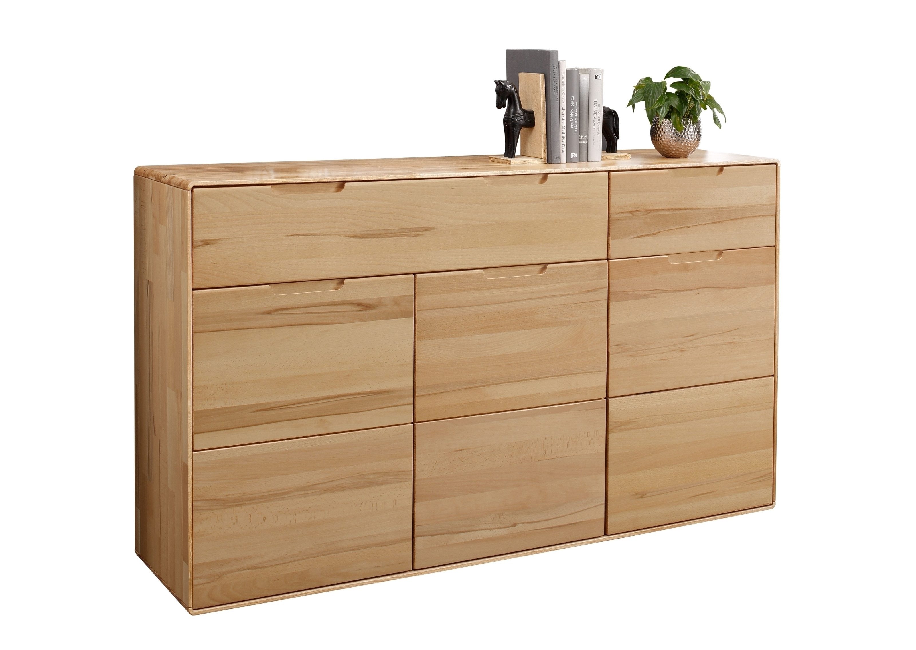 G+K Мебельvertriebs GmbH Sideboard 3 Türen, 2 Schübe, Kernbuche massiv geölt - 149x91x40cm (BxHxT)