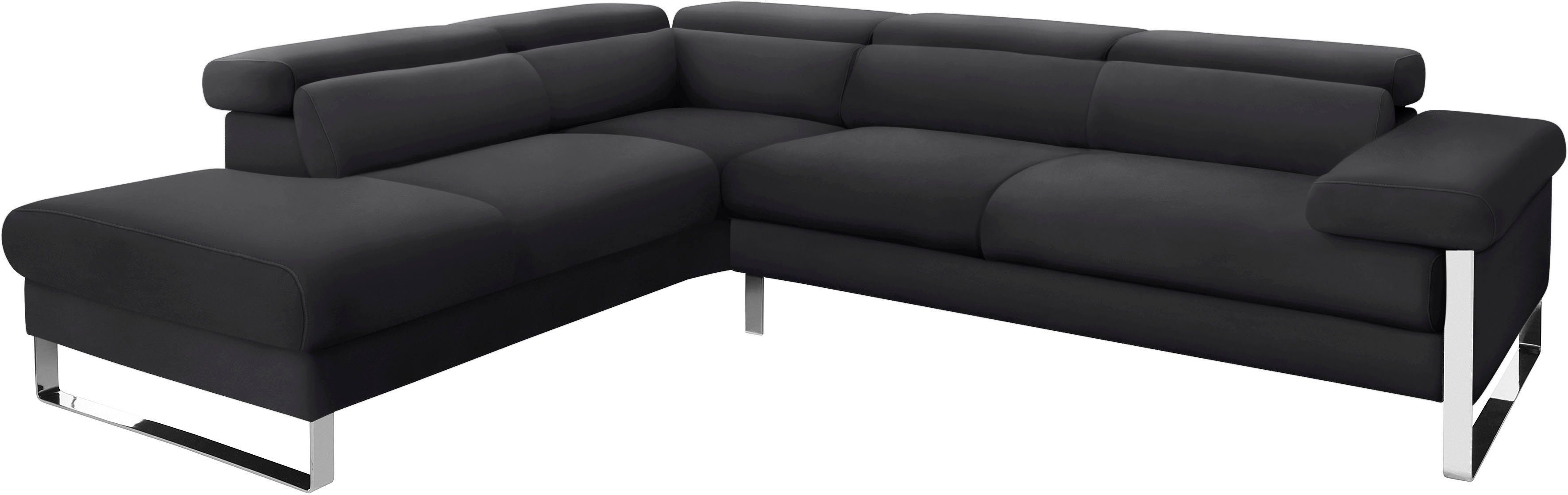 W.SCHILLIG Ecksofa finn, toller Sitzkomfort, L-Form, hochwertige Verarbeitungsdetails, German Design Award 2016, Fußgestell Chrom glänzend, Breite 281 cm