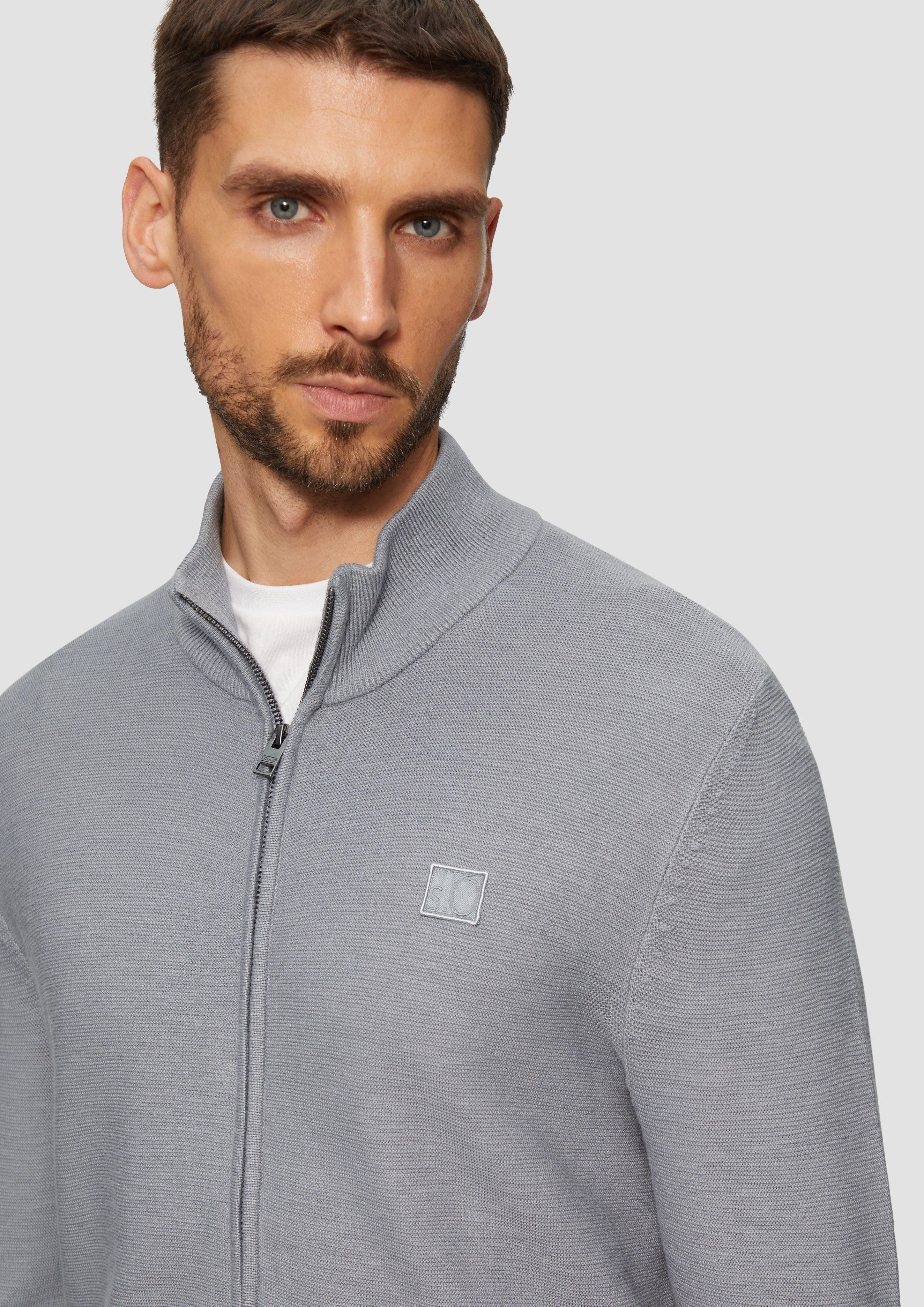 s.Oliver Strickjacke Strukturierte Strickjacke mit Logo-Patch günstig online kaufen