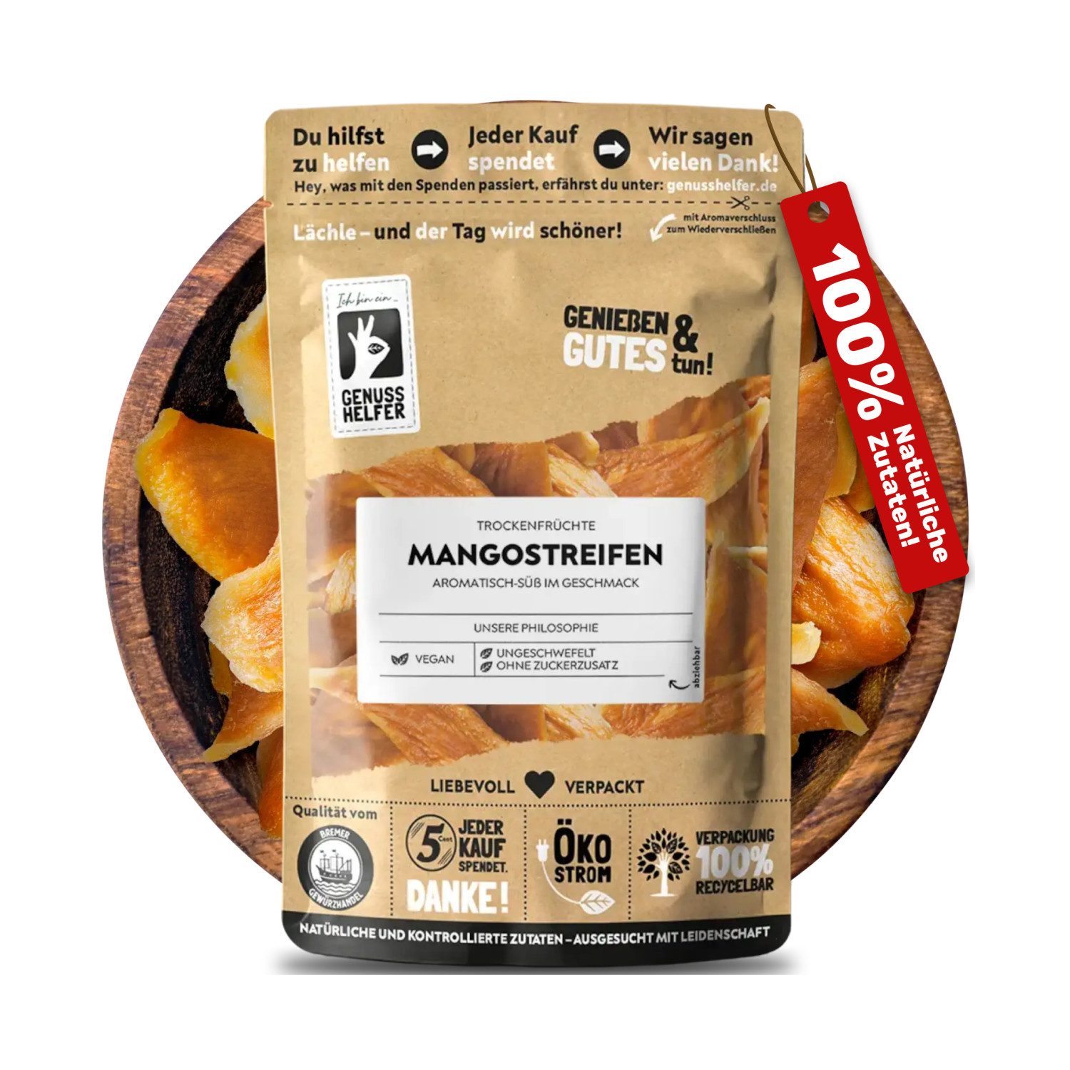 Bremer Gewürzhandel Trockenfrüchte Mangostreifen, getrocknet, 180 g