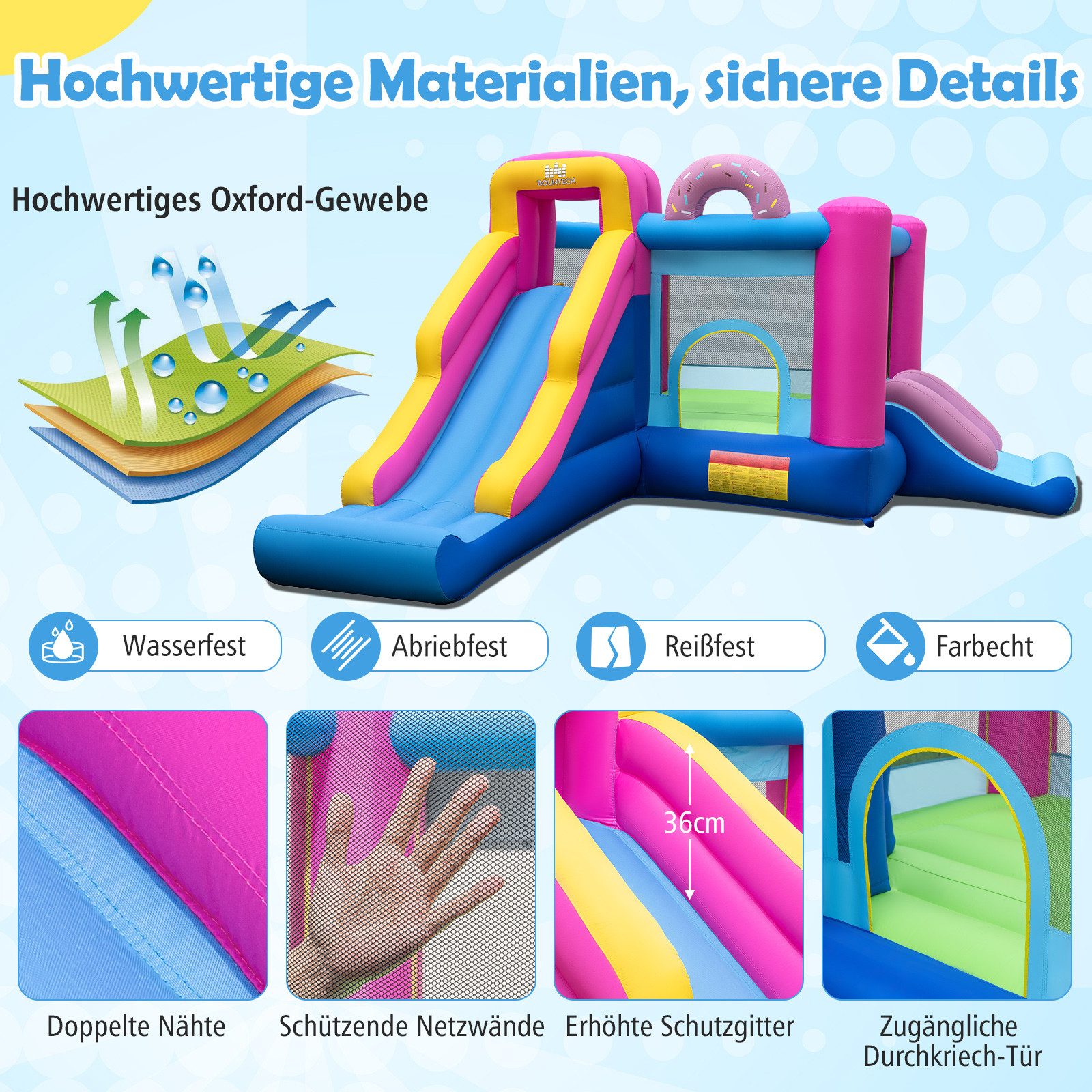 COSTWAY Hüpfburg, (1-tlg), mit Rutsche, Sprungbereich, Tragetasche, groß