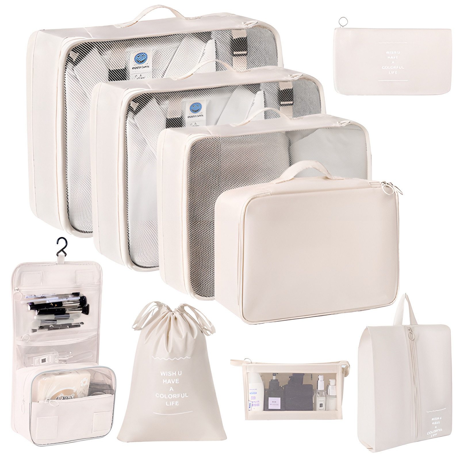 HoyoLee Handels GmbH Kofferorganizer Mehrteiliges Reise-Packset zum Ordnen und Verpacken von Kleidung (9-tlg)