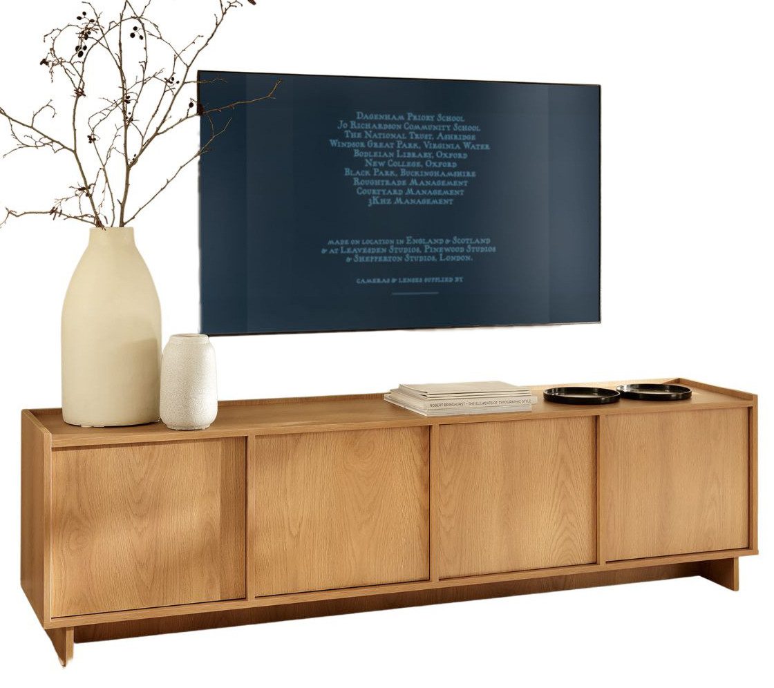 Compleo TV-Schrank eiche KELLOS, Lowboard 195 cm, Japandi design