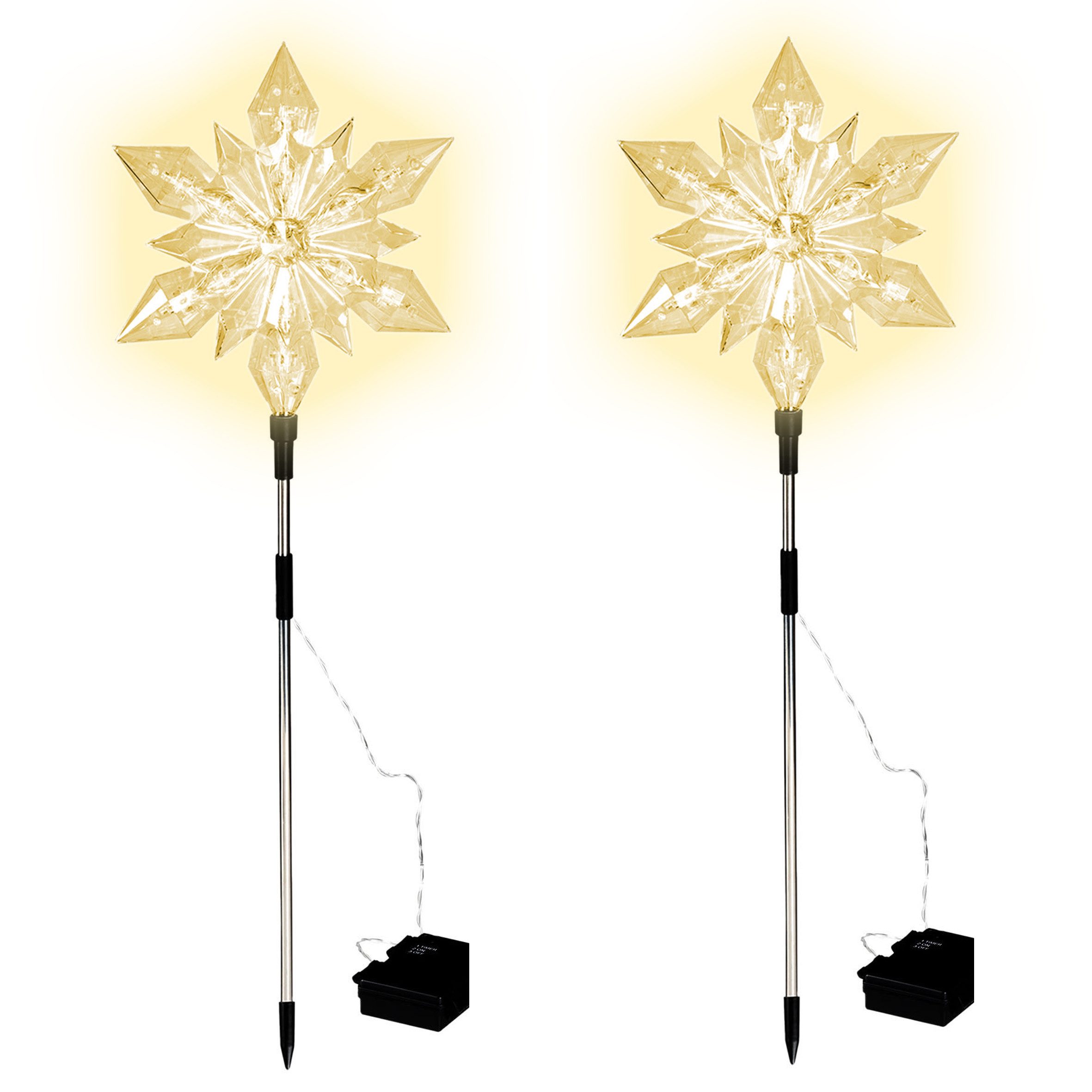 Spetebo Gartenstecker LED Stern mit Timer (Set, 1-St., 2 Sterne) mit Timer günstig online kaufen