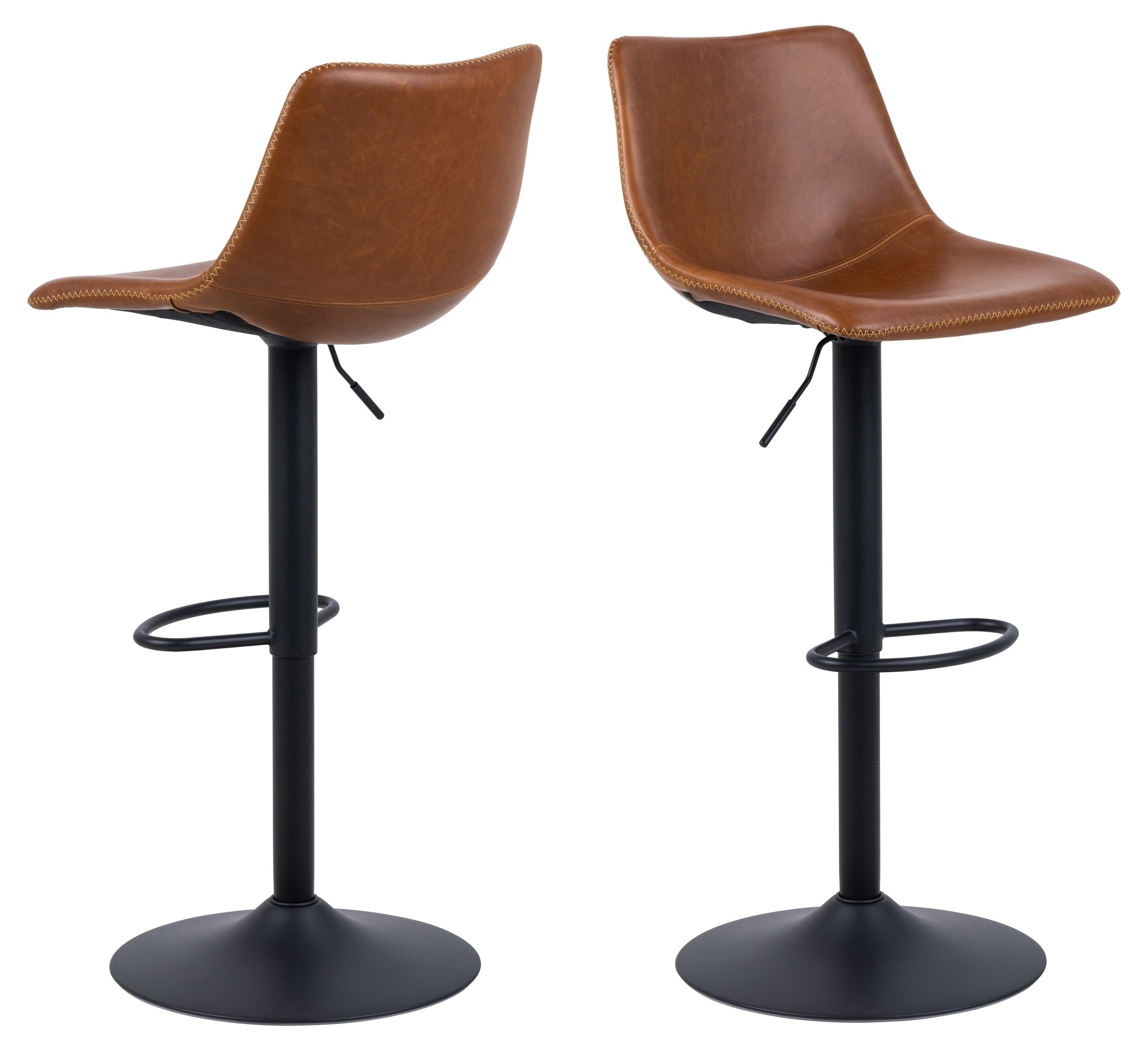 Barhocker in cognac, Polyurethan, Stahl - 47x110x51cm (BxHxT)