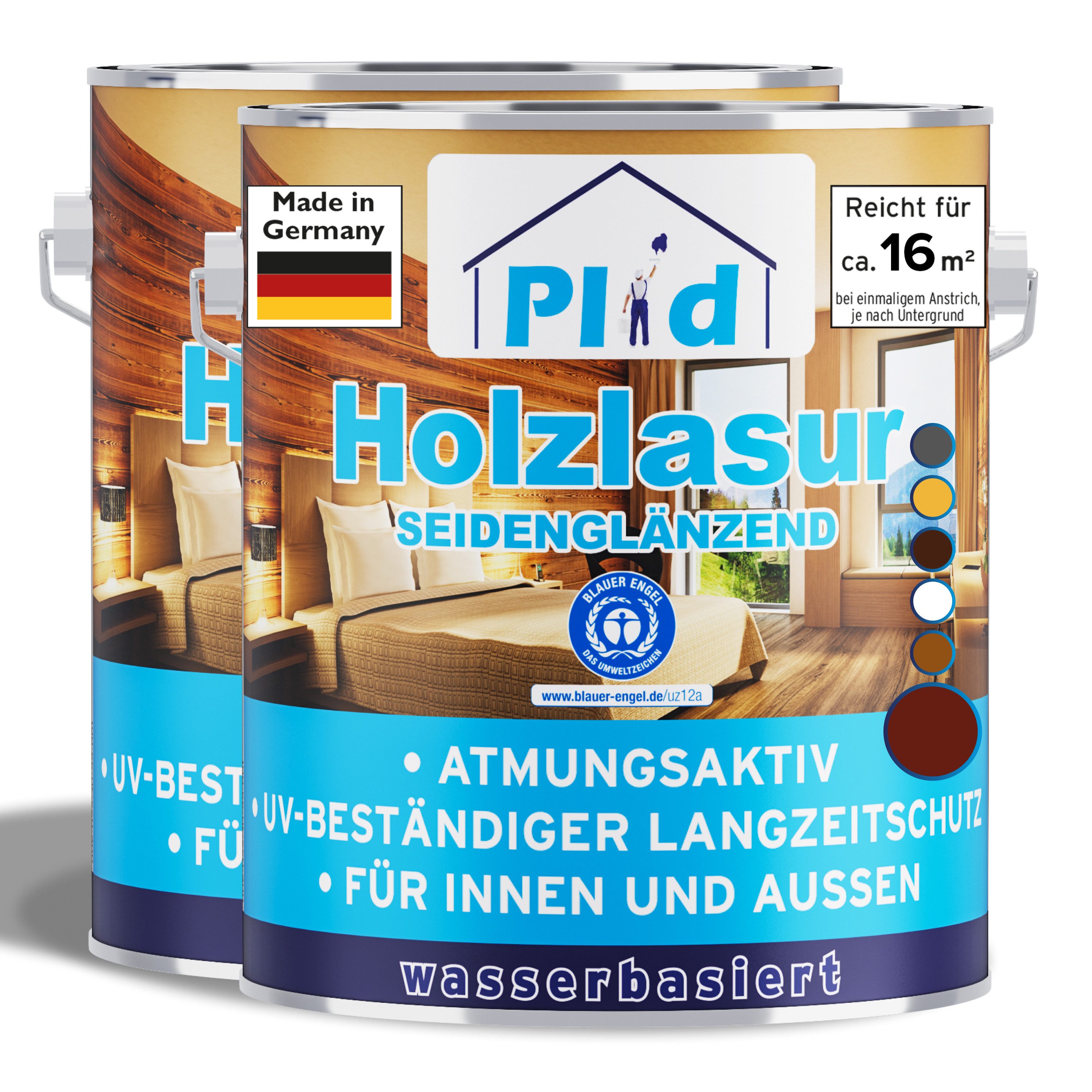 plid Holzschutzlasur Premium Holzschutzlasur Holzlasur Holzschutz Holzgrundierung Set, Schnelltrocknend