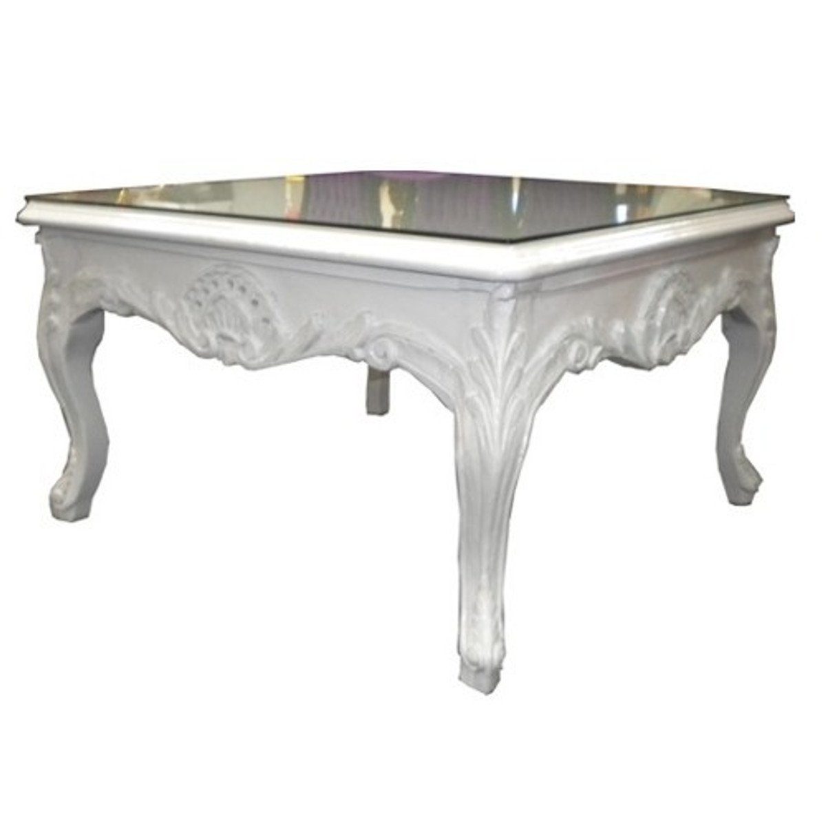 Casa Padrino Couchtisch Barock Couchtisch Weiß 80 x 80 cm - Beistelltisch - Salon Tisch