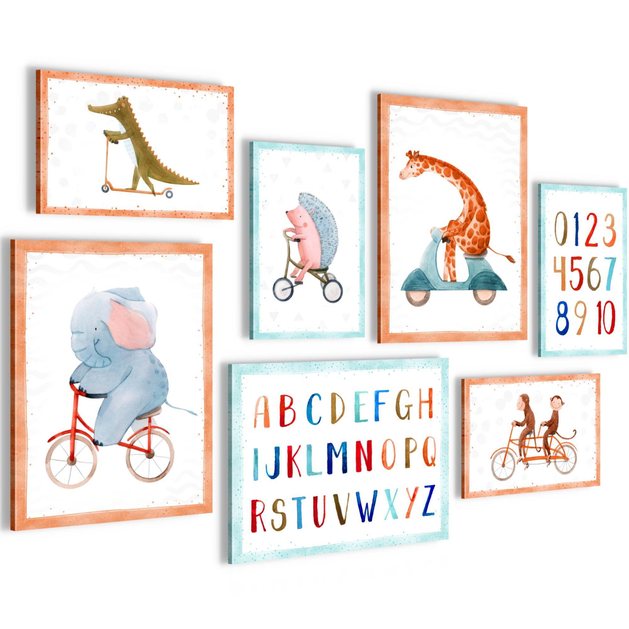 Novart Wandbild Tiere ABC AUFHÄNGFERTIG Zirkus Kinderzimmer Mädchen Junge 7 N020971a, 110L x 73B cm