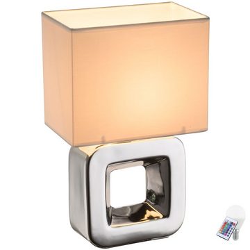 etc-shop LED Tischleuchte, Leuchtmittel inklusive, Warmweiß, Farbwechsel, Keramik Tisch Lampe Fernbedienung Stoff Lese Würfel Leuchte