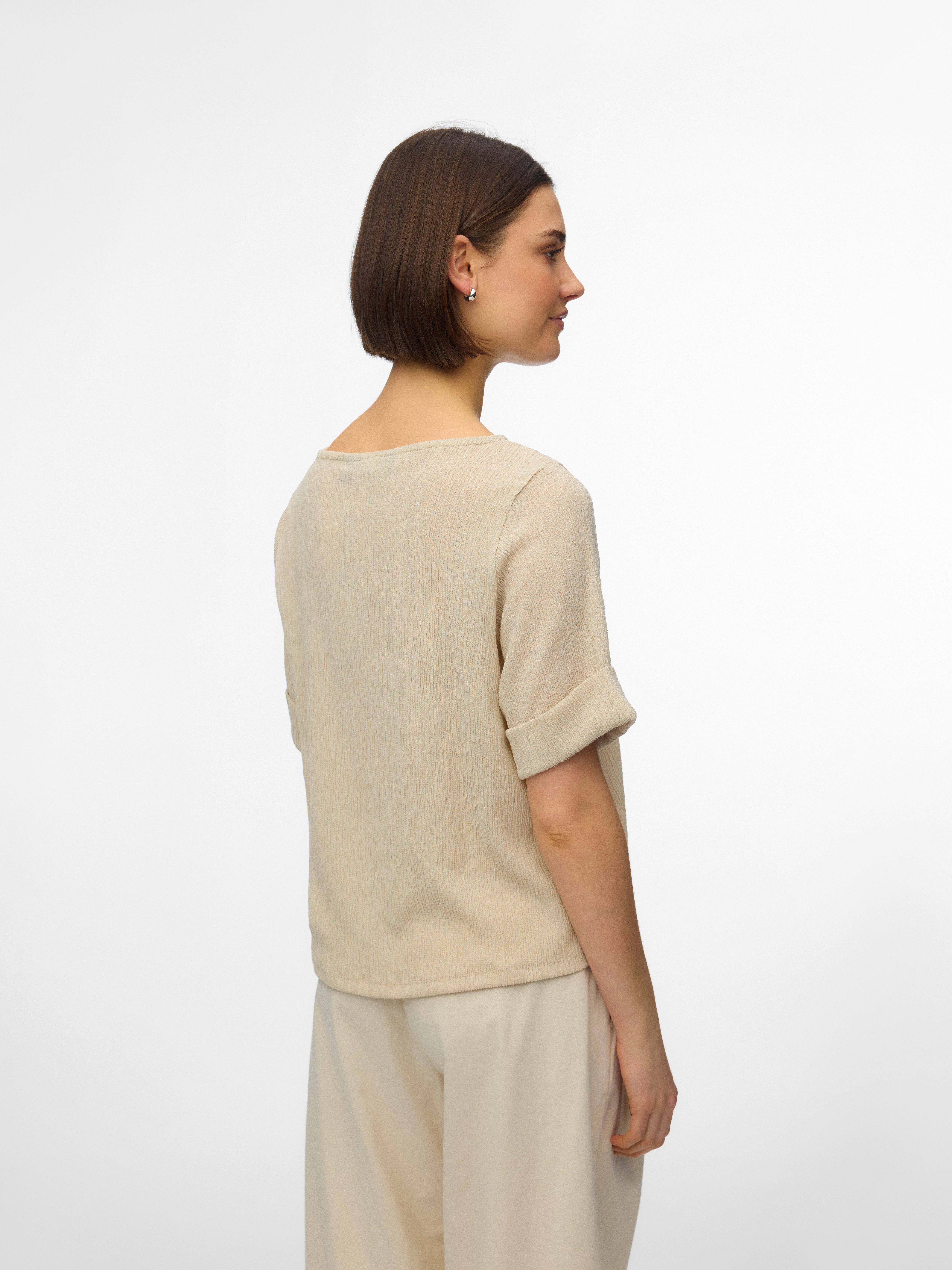 Vero Moda Kurzarmshirt VMLUNA 2/4 BOATNECK TOP JRS NOOS Materialmix, regular fit – Bild 2 von 5