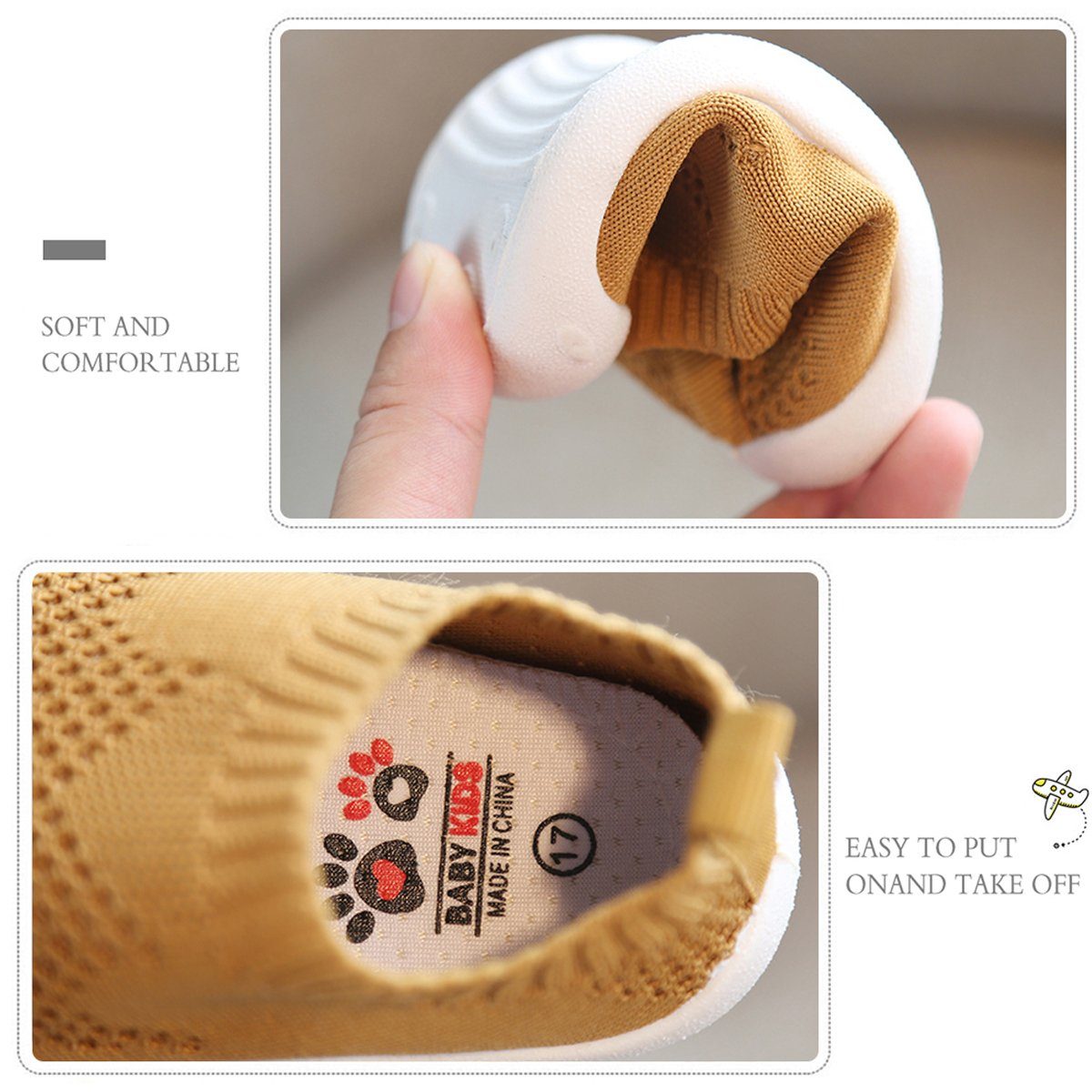 DEBAIJIA Lauflernschuhe Babyschuhe Sohle Schuhe Rutschfeste Atmungsaktiv Grau 1-4 Babystiefel